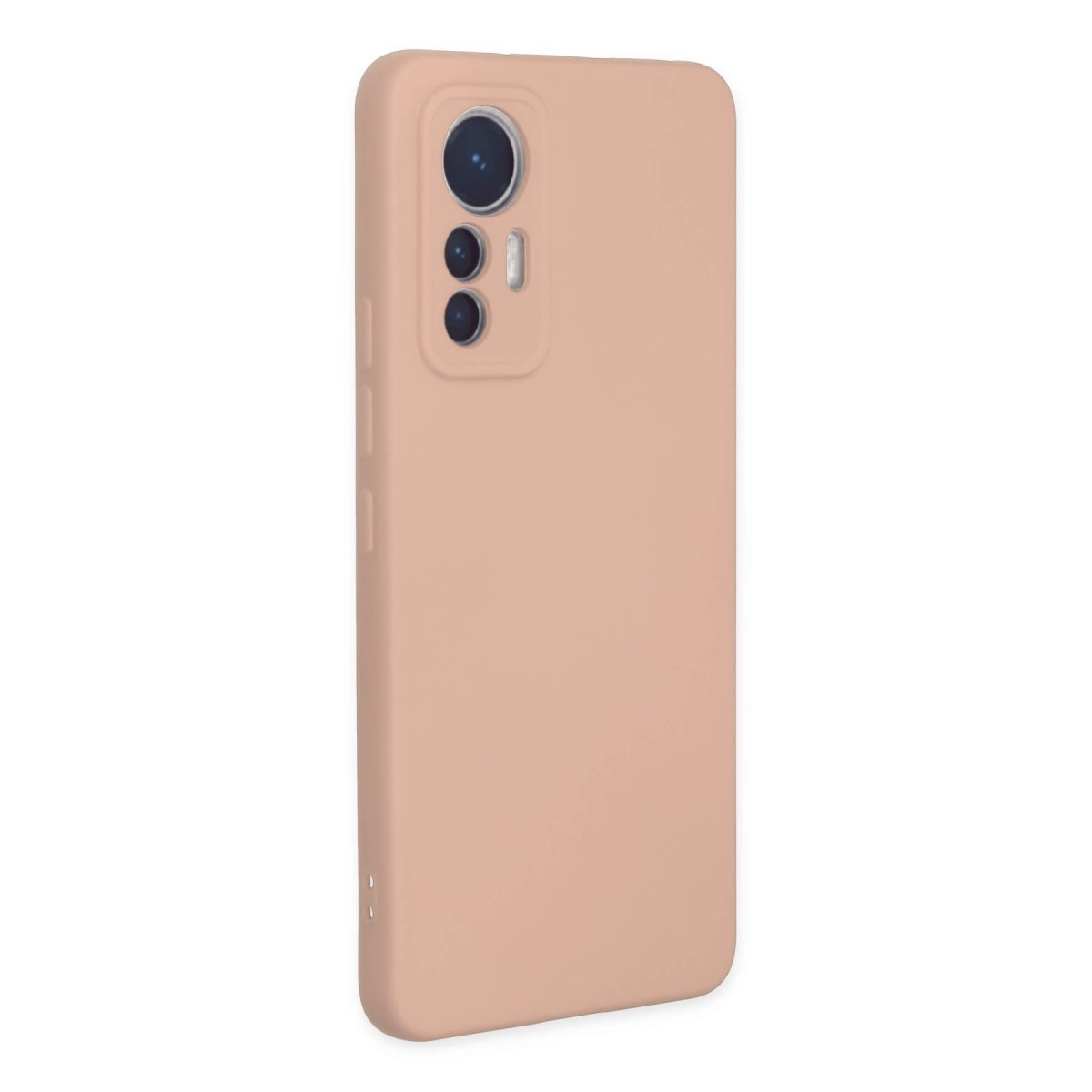 Arkada üç kamerası olan şeftali rengi telefon kılıfı.