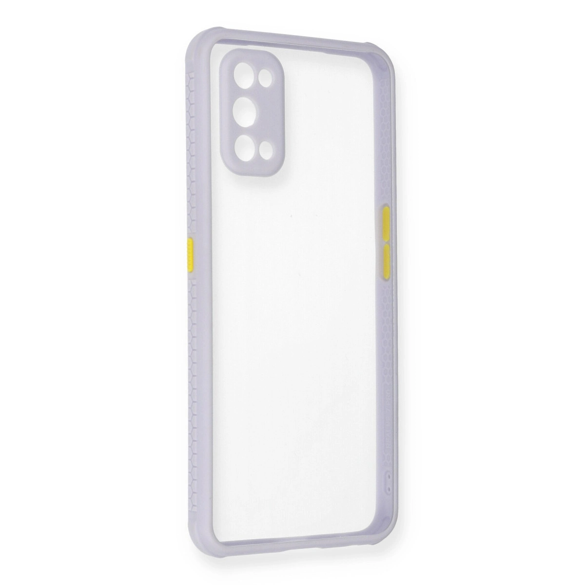 NEWFACE Realme 7 Pro Uyumlu Miami Şeffaf Silikon Telefon Kılıfı Lila