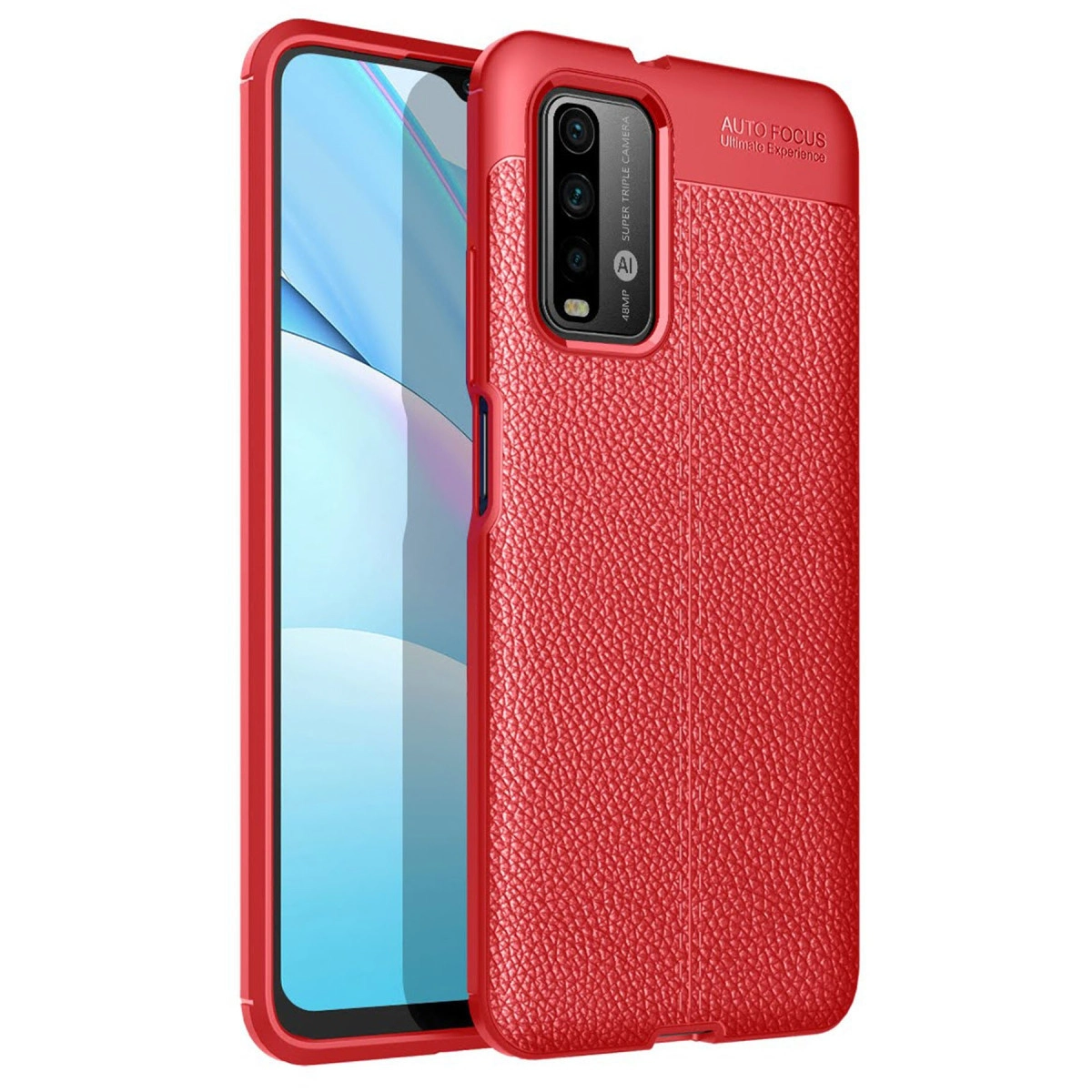 NEWFACE Xiaomi Redmi 9T Uyumlu Auto Focus Kapak Telefon Kılıfı Kırmızı