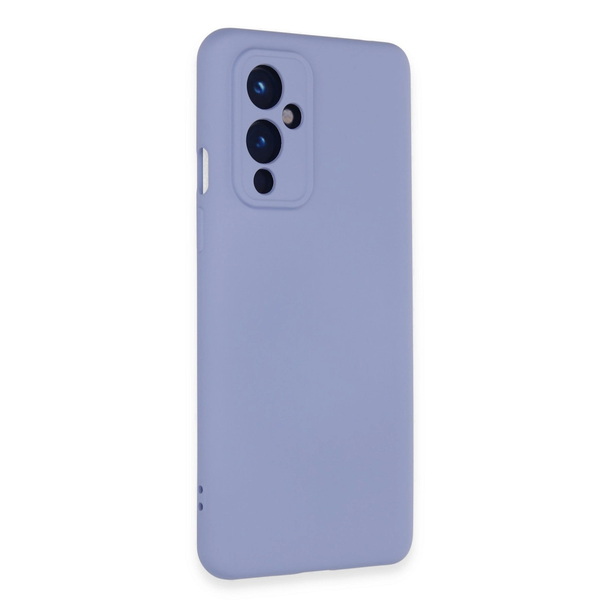 Üç lensli kamera grubuna sahip açık mor telefon kılıfı.