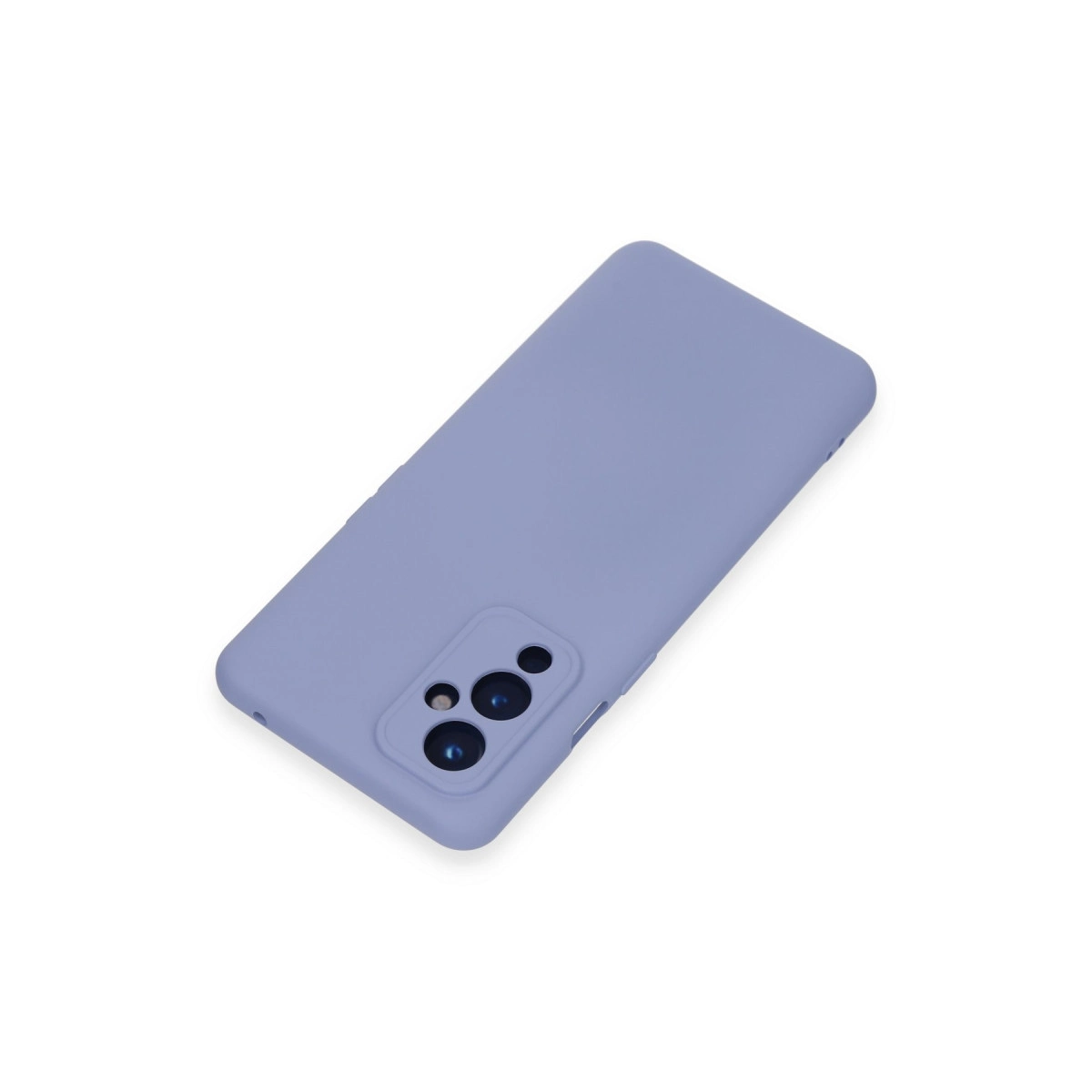 Lavanta rengi telefon kılıfı beyaz zeminde duruyor.