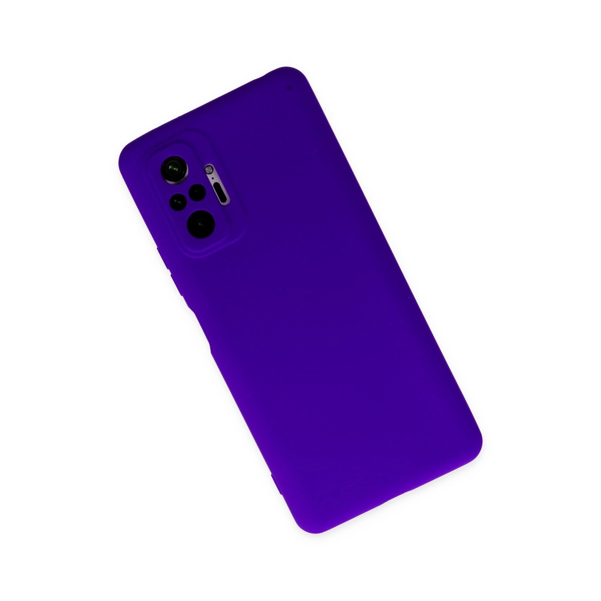 Kamera modüllü mor telefon kılıfı, beyaz zeminde.