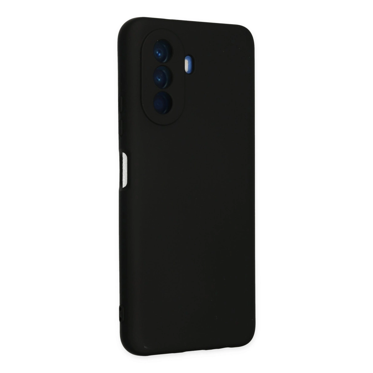 Üç kamera lensi ve flaşa sahip siyah telefon kılıfı.