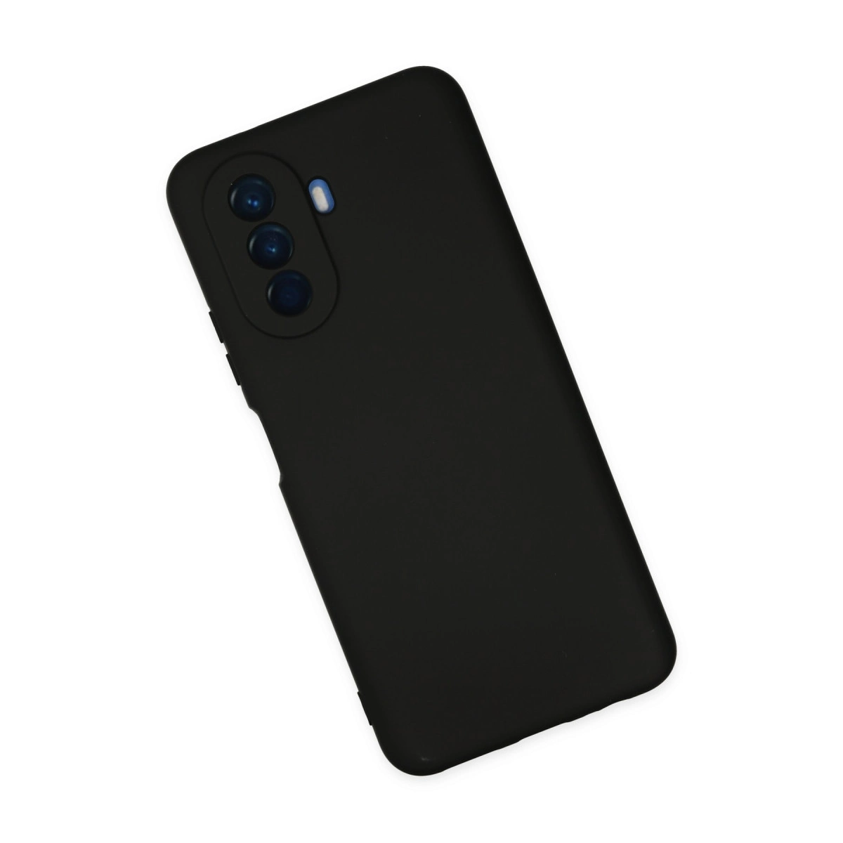 Üç kamera lensi ve flaşlı siyah telefon kılıfı.