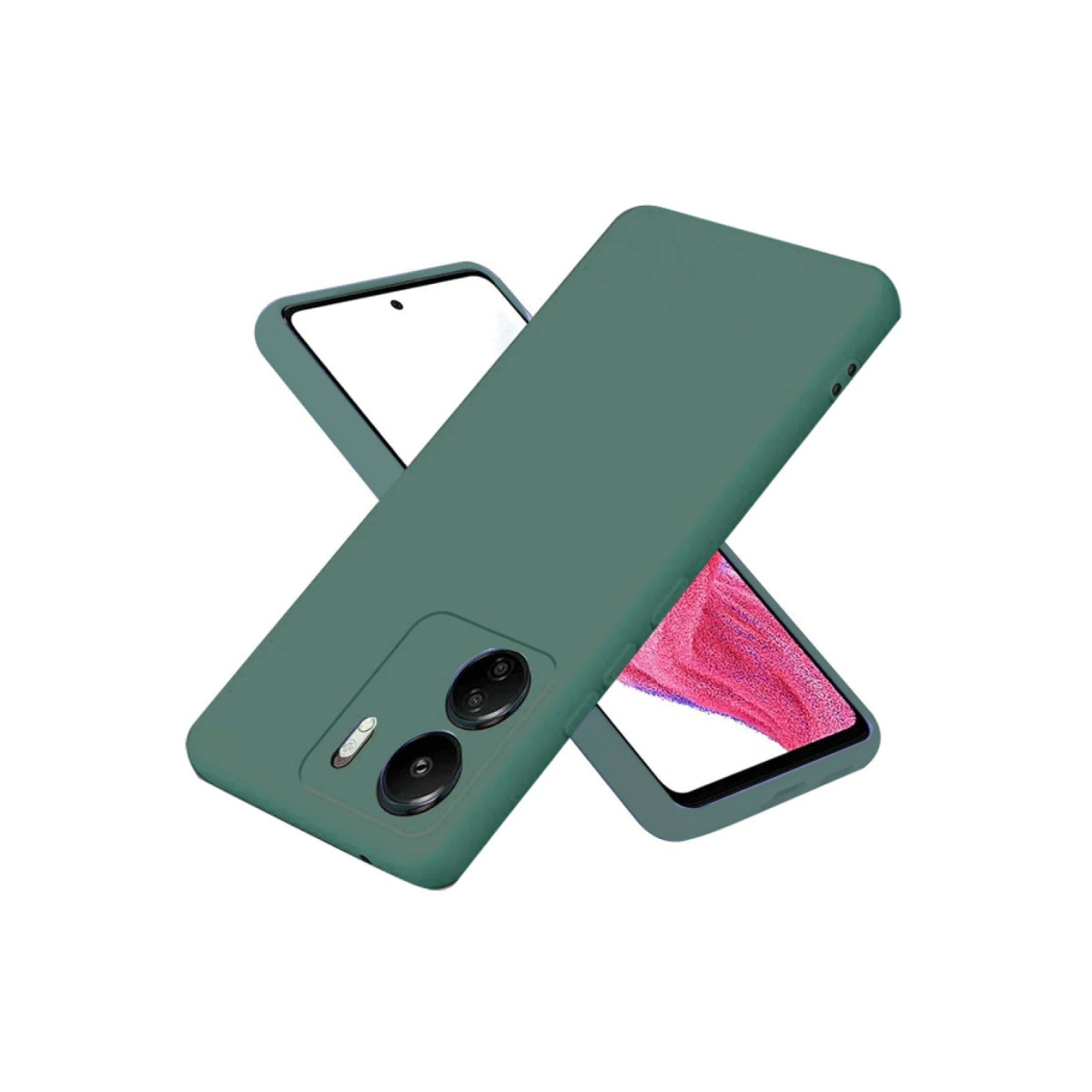 Üst üste konulmuş iki yeşil telefon kılıfı, kamera lensleri görünüyor.