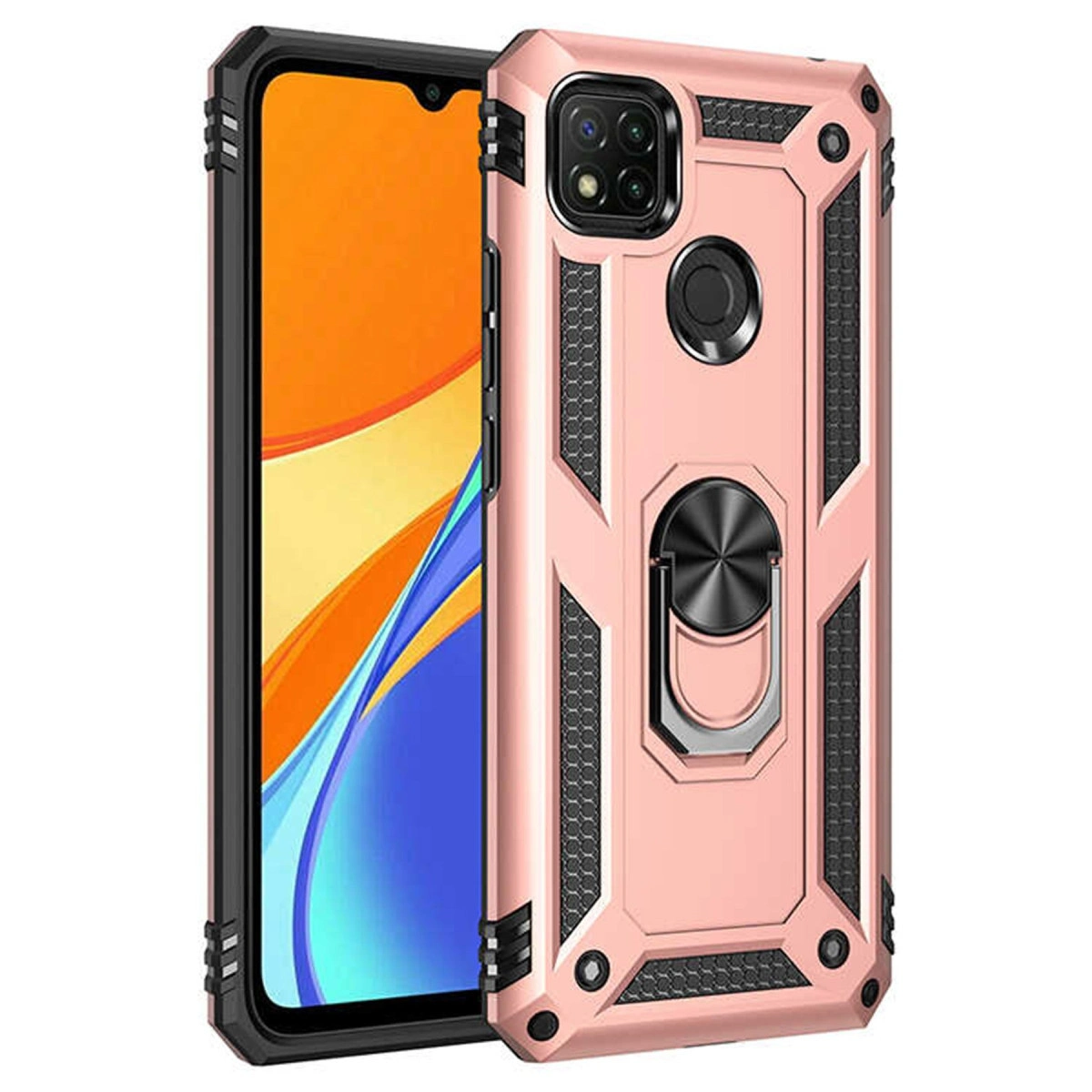 NEWFACE Xiaomi Redmi 9c Uyumlu Sofya Yüzüklü Silikon Kapak Telefon Kılıfı Rose