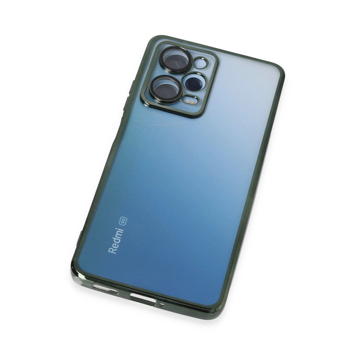 Kamera kesimli ve Redmi 5G logolu mavi telefon kılıfı.