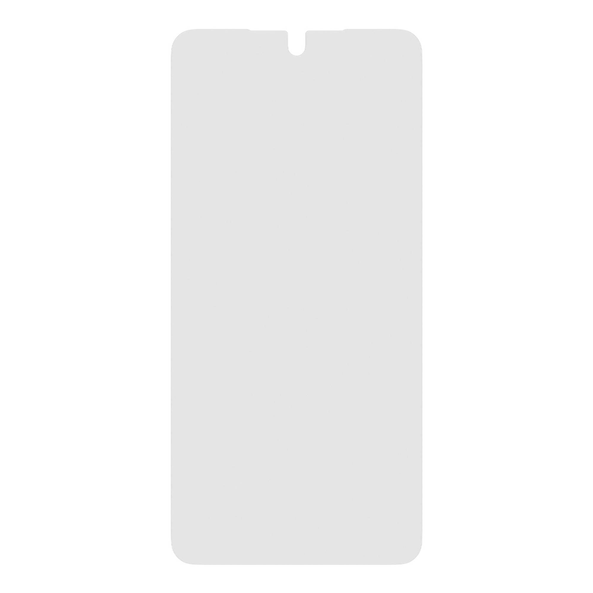 Un protecteur d'écran gris clair pour smartphone avec encoche en haut.