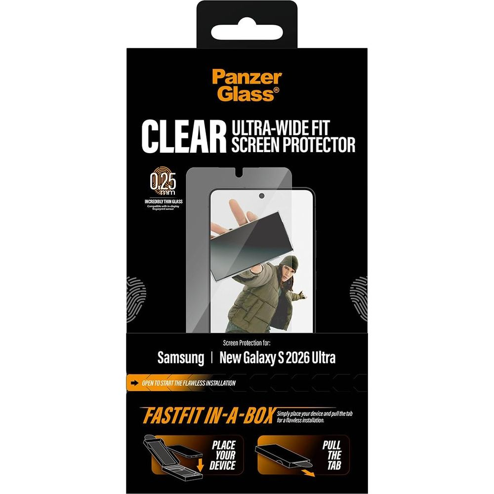 Panzer Glass screenprotector voor Samsung Galaxy S 2026 Ultra, 0,25mm.