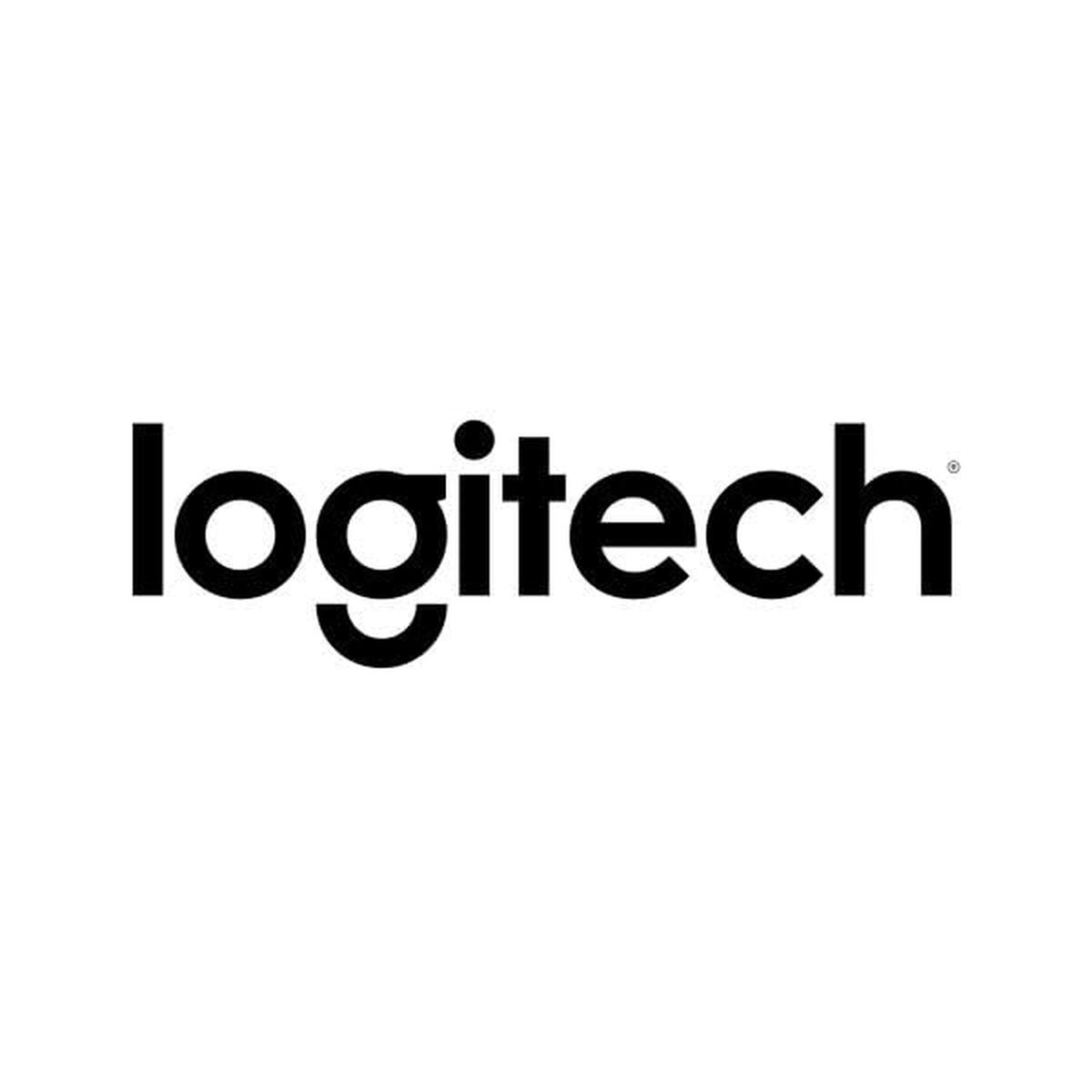 Logo Logitech in nero su sfondo bianco.