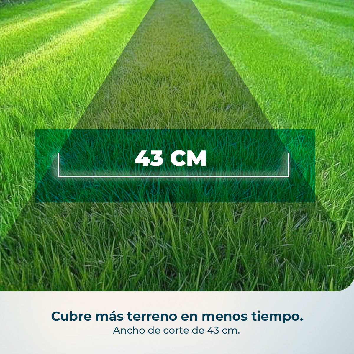 Un cortacésped de 43 cm de ancho cubre más terreno.
