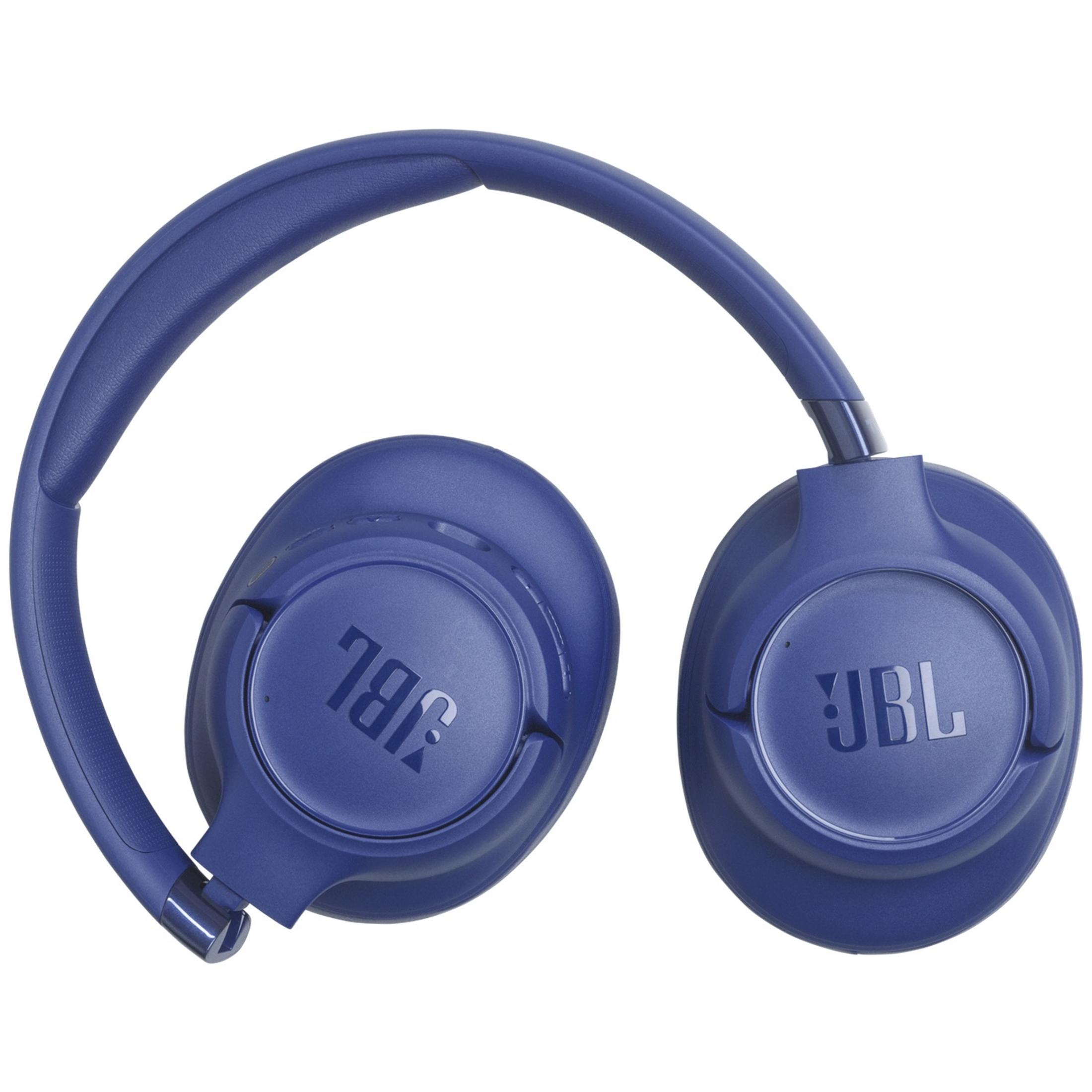 Cuffie JBL blu con archetto e padiglioni auricolari.