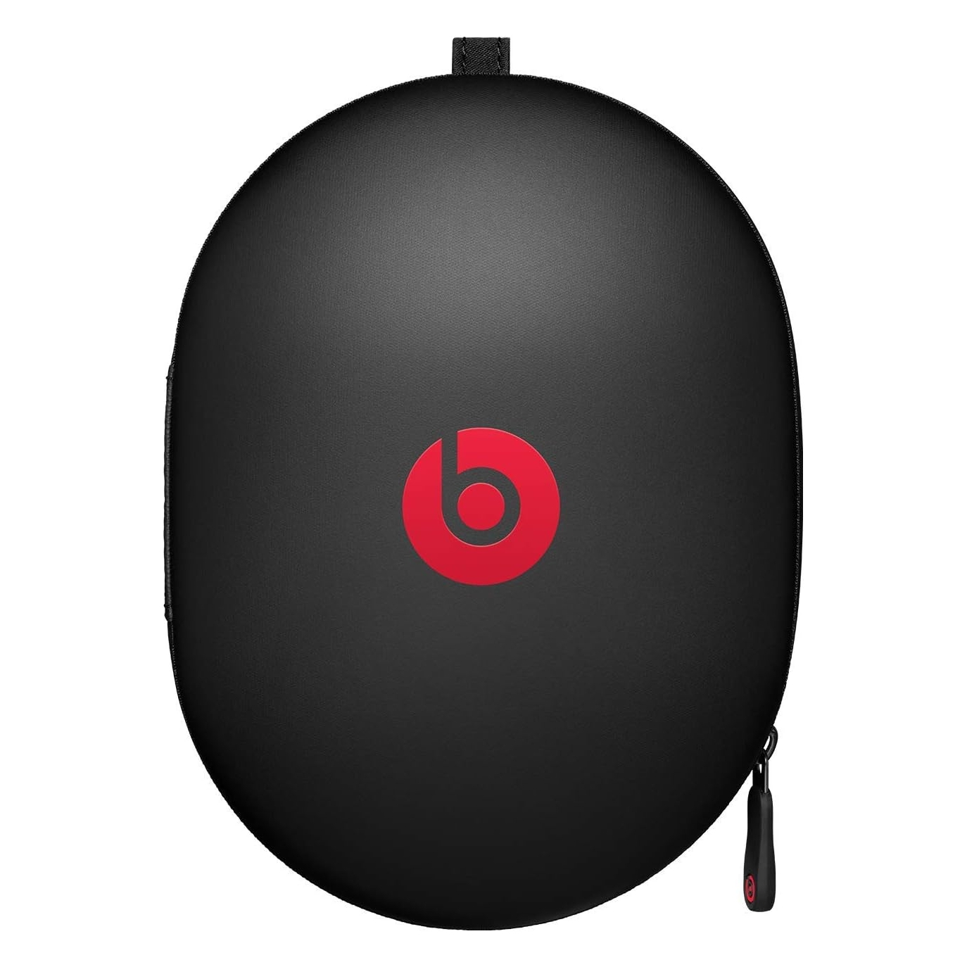 Étui noir pour casque avec logo rouge Beats et fermeture éclair.