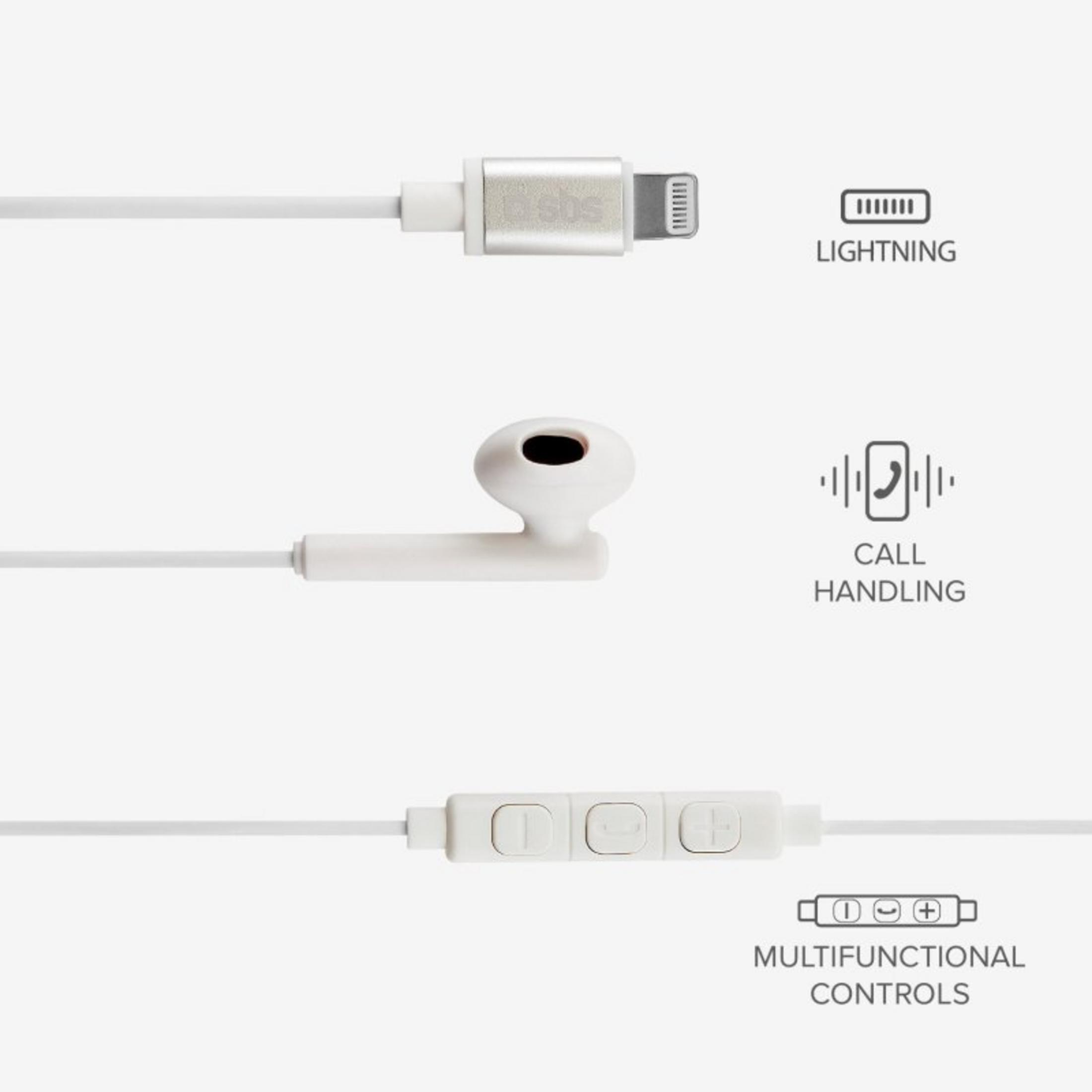 Cavo Lightning bianco con auricolare e controlli.