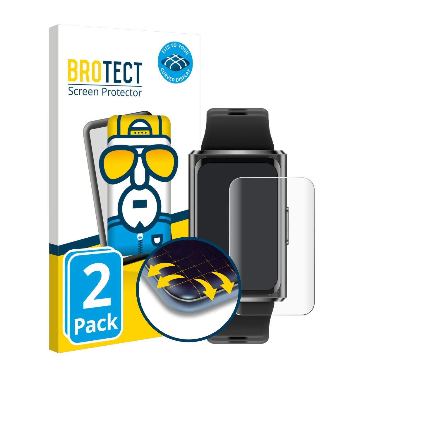 BROTECT Displayschutzfolie für Smartwatch, 2er-Pack, mit Anleitung.