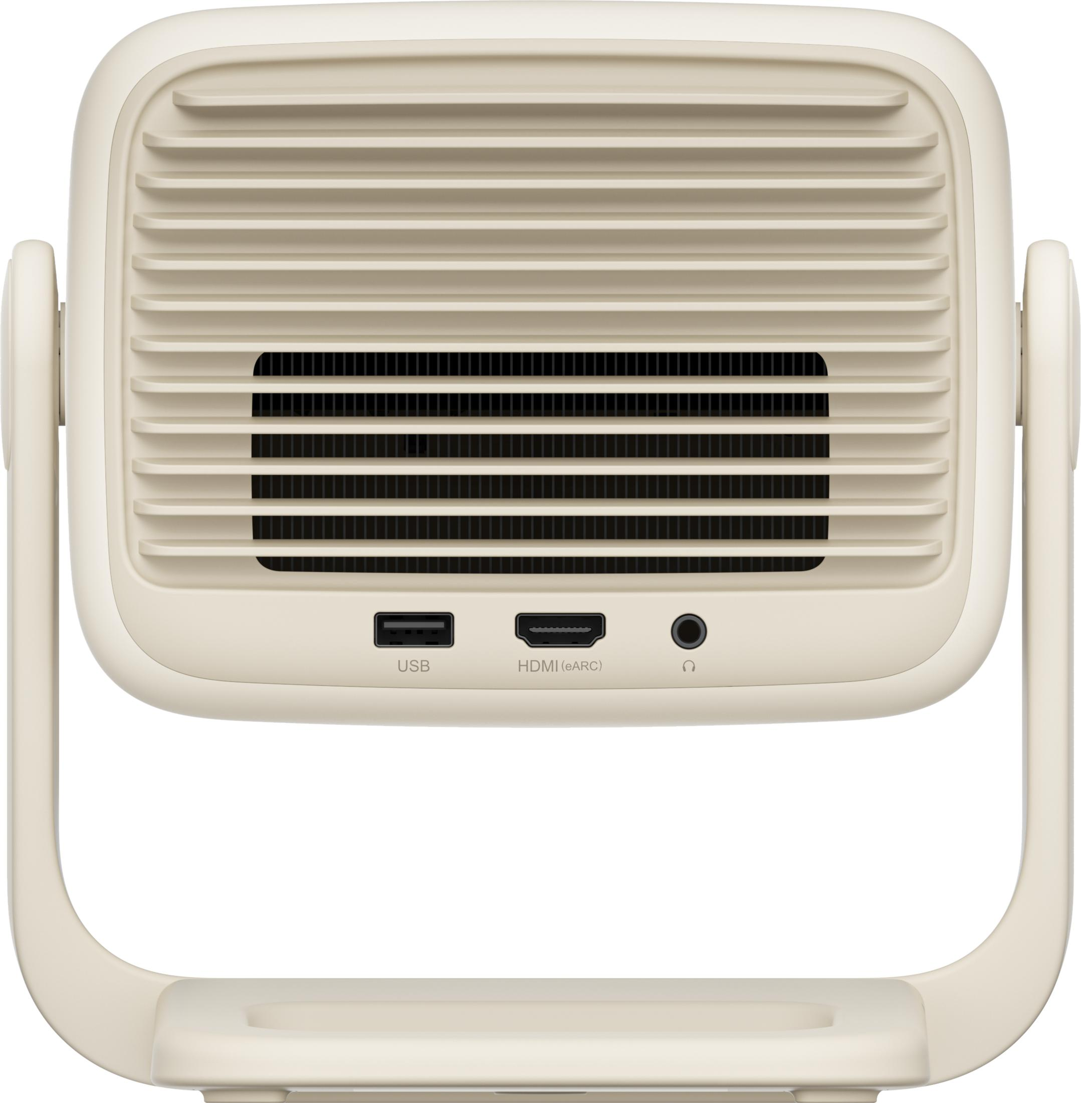Appareil beige avec grilles, ports USB, HDMI et casque.