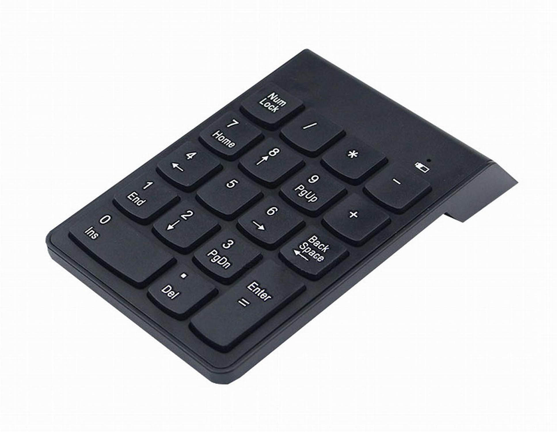 Schwarze Tastatur mit Ziffernblock, Num-Taste und Enter-Taste.