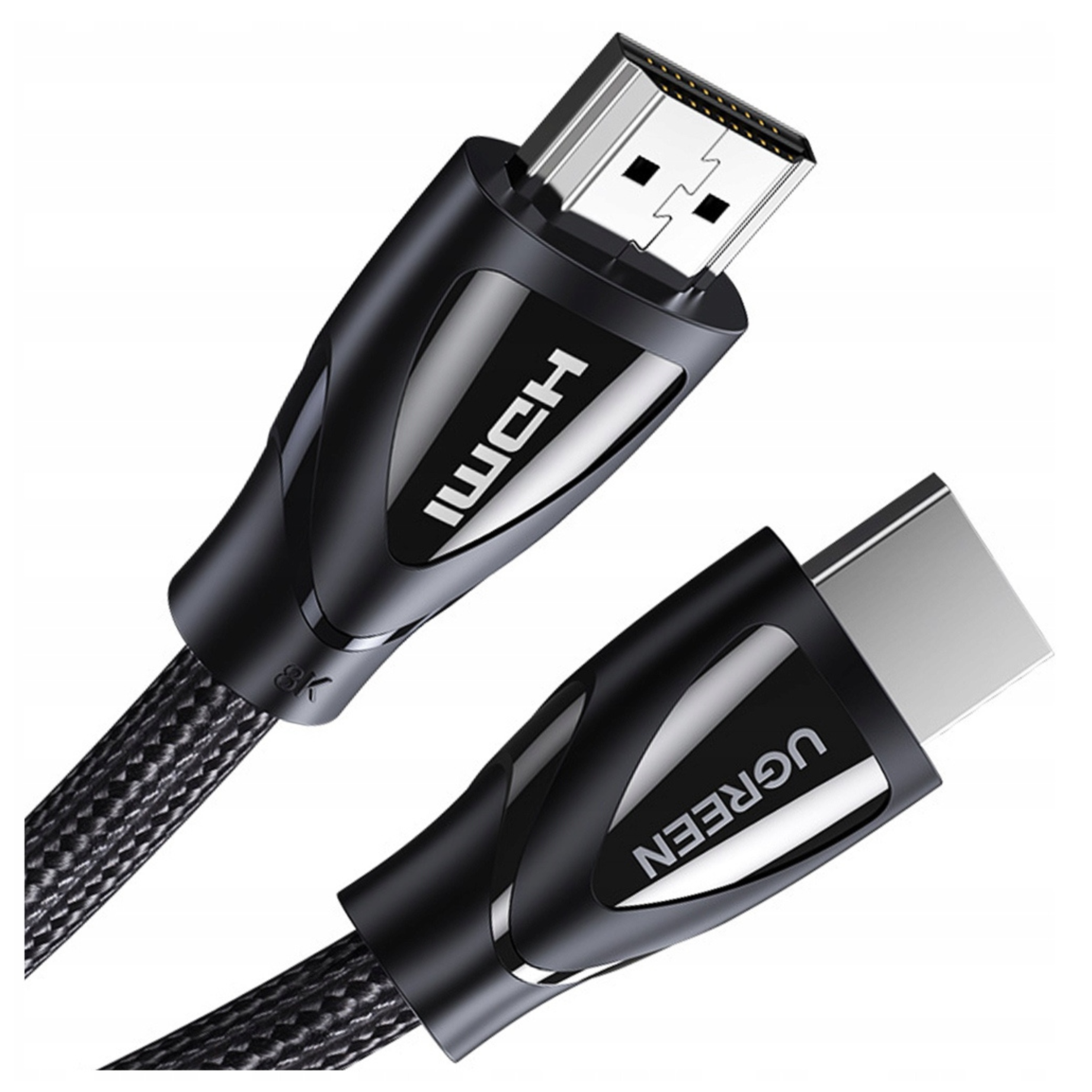 Czarny kabel HDMI z obsługą 8K i logo UGREEN.