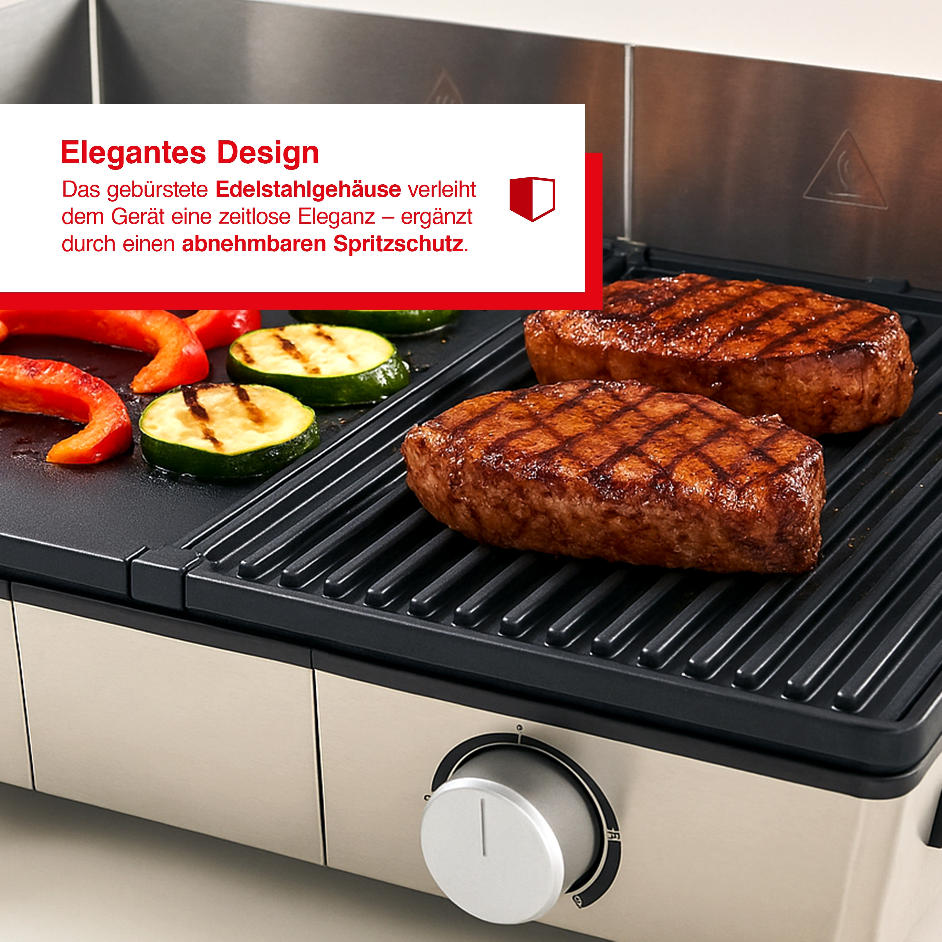 Biefstuk en groenten grillen op een moderne grill.