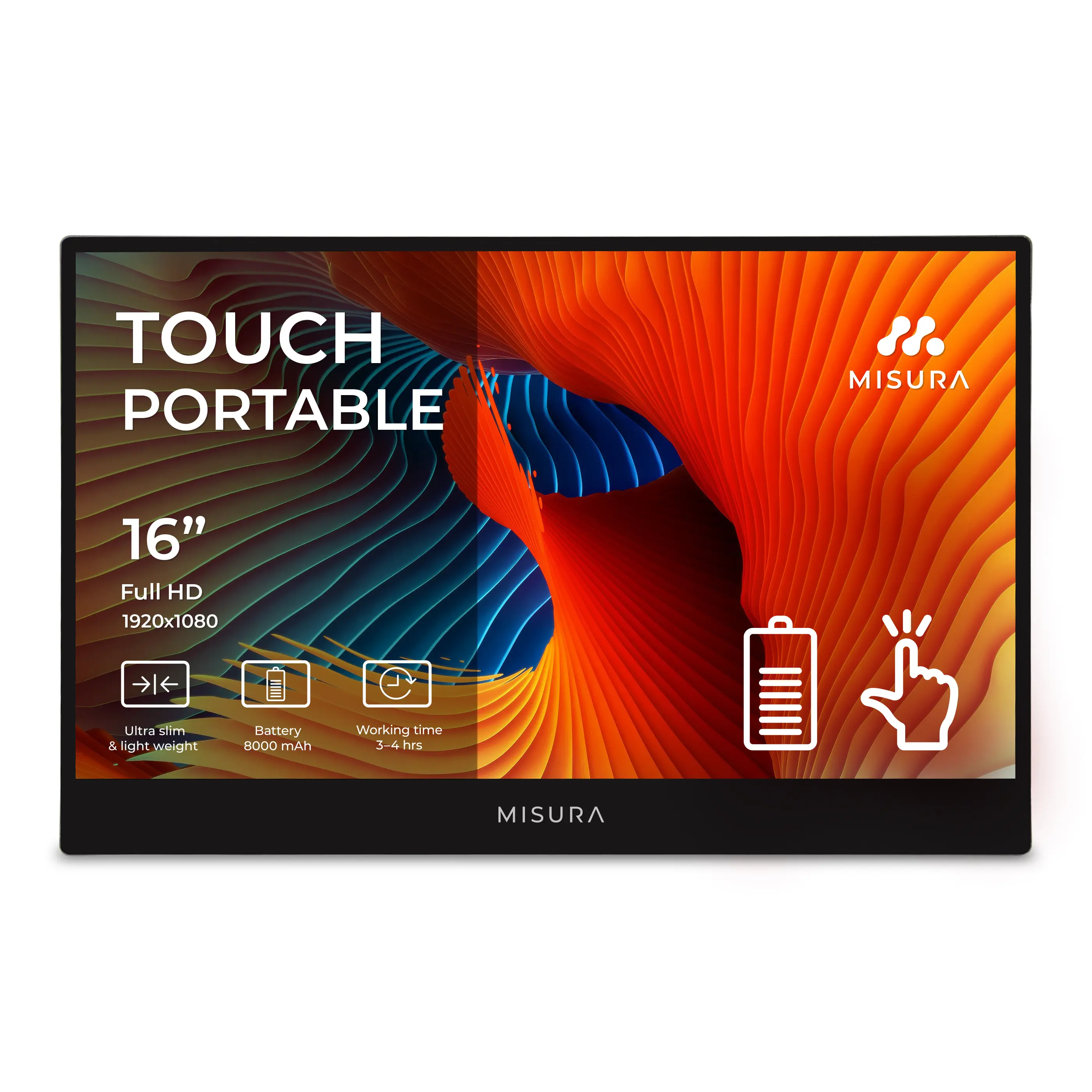 16-calowy monitor dotykowy: Ultracienki, Full HD, bateria 8000 mAh.