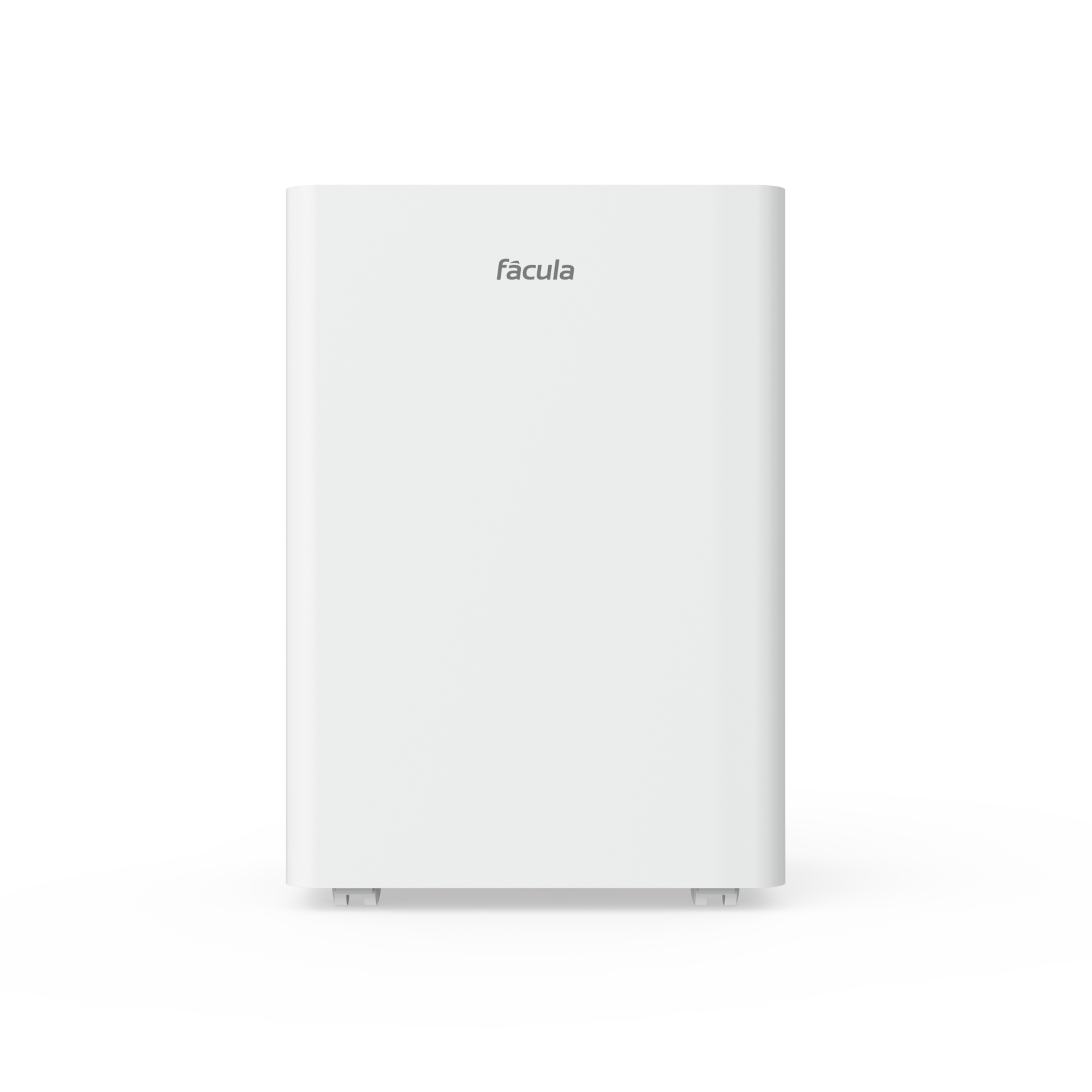 Un purificador de aire blanco y rectangular sobre fondo blanco.