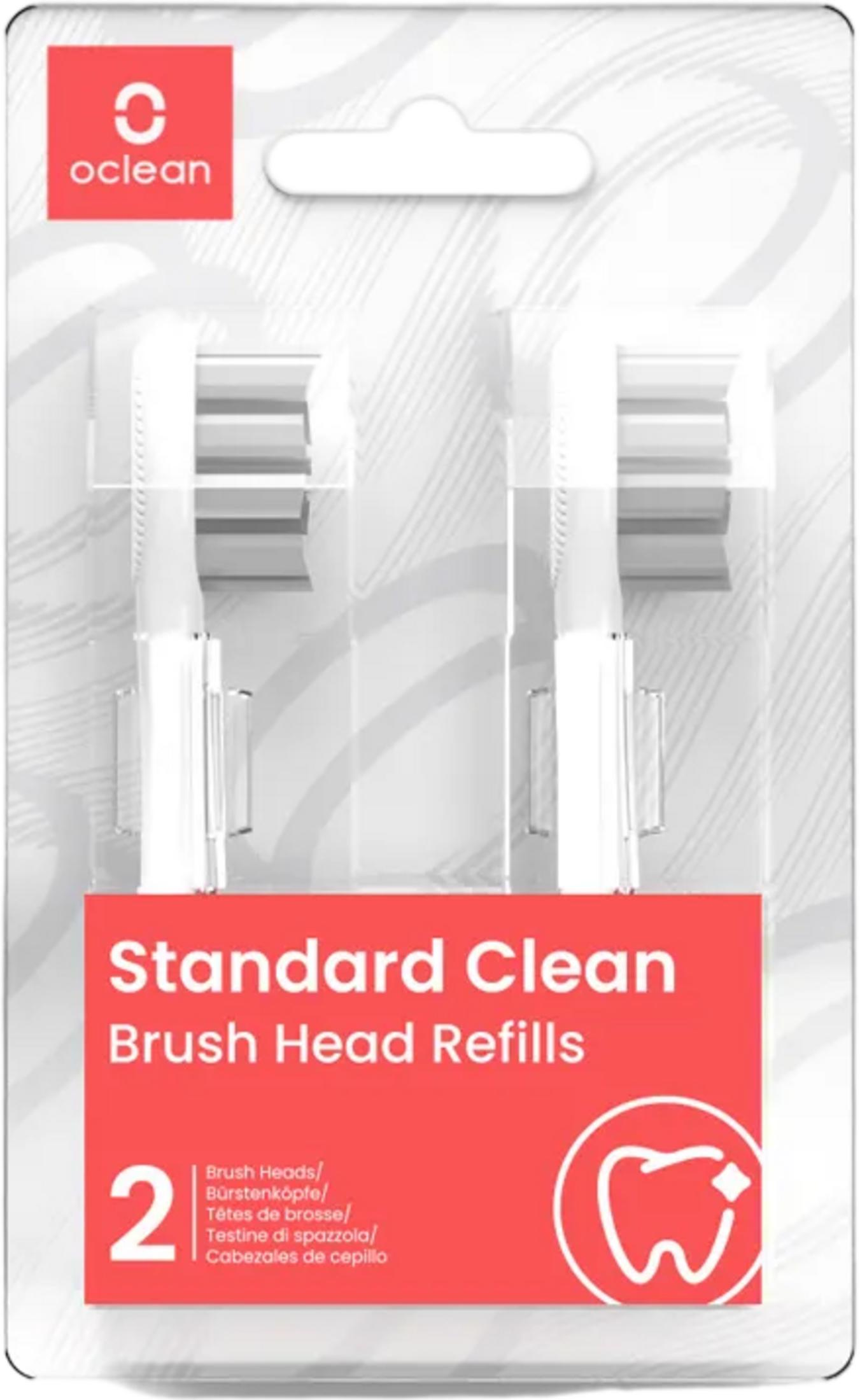 Verpackung mit zwei Oclean Standard Clean Bürstenkopf-Nachfüllungen.