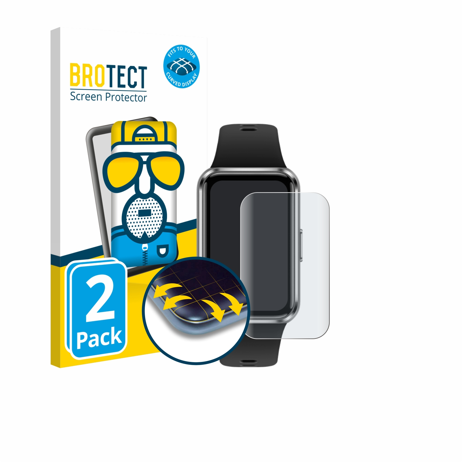 BROTECT Displayschutzfolie für eine Smartwatch, 2er-Pack.
