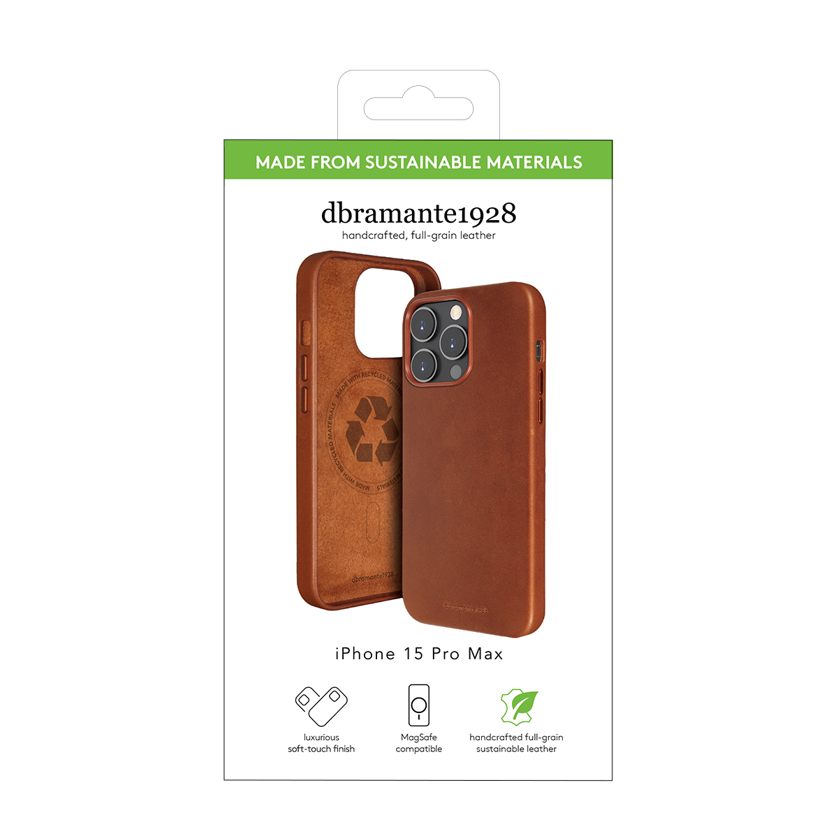 Custodia in pelle marrone per iPhone 15 Pro Max di dbramante1928.
