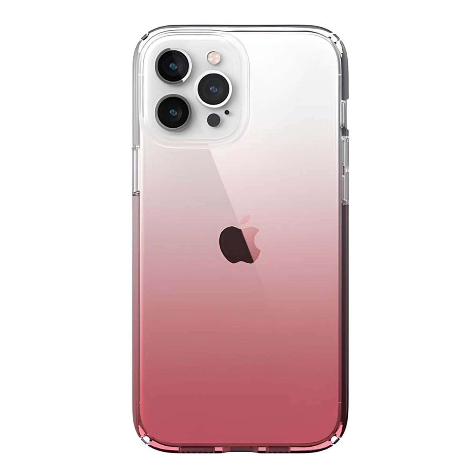 Una custodia trasparente per iPhone con sfumatura da rosa a trasparente.