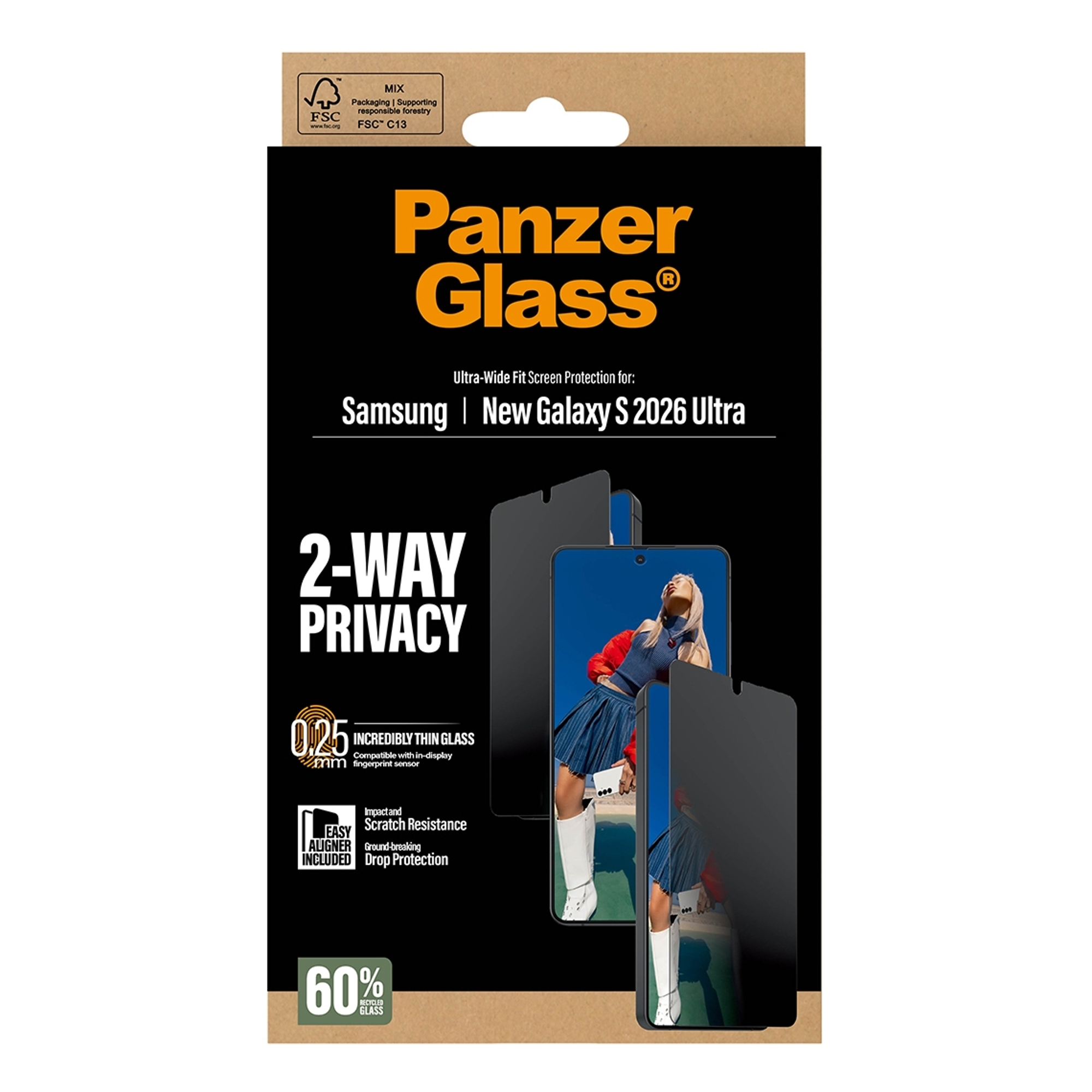 Emballage de protection d'écran Panzer Glass pour Samsung Galaxy S 2026 Ultra.