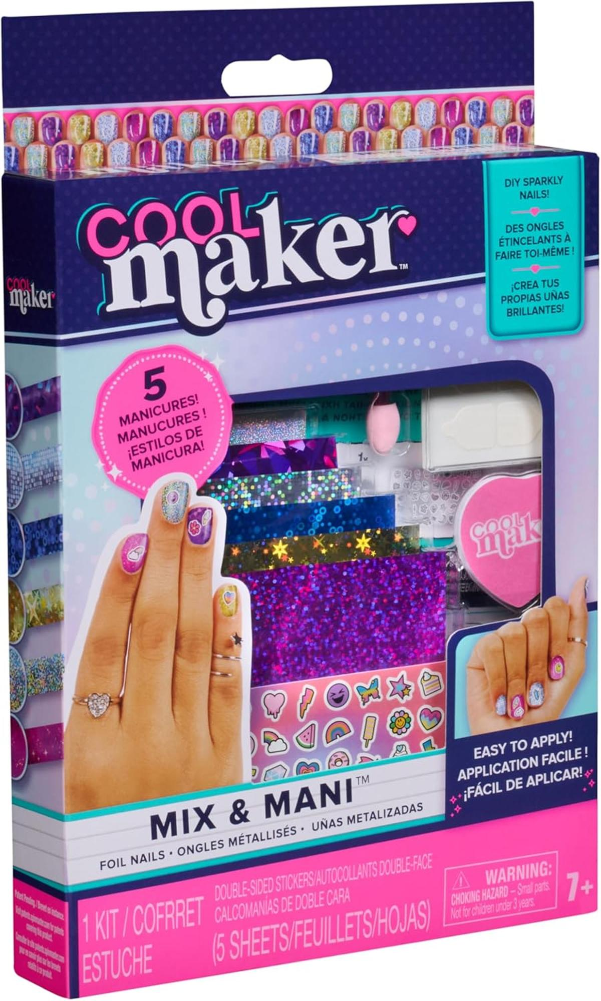 Zestaw Cool Maker Mix & Mani z foliami do paznokci, naklejkami i brokatem do błyszczących manicure.