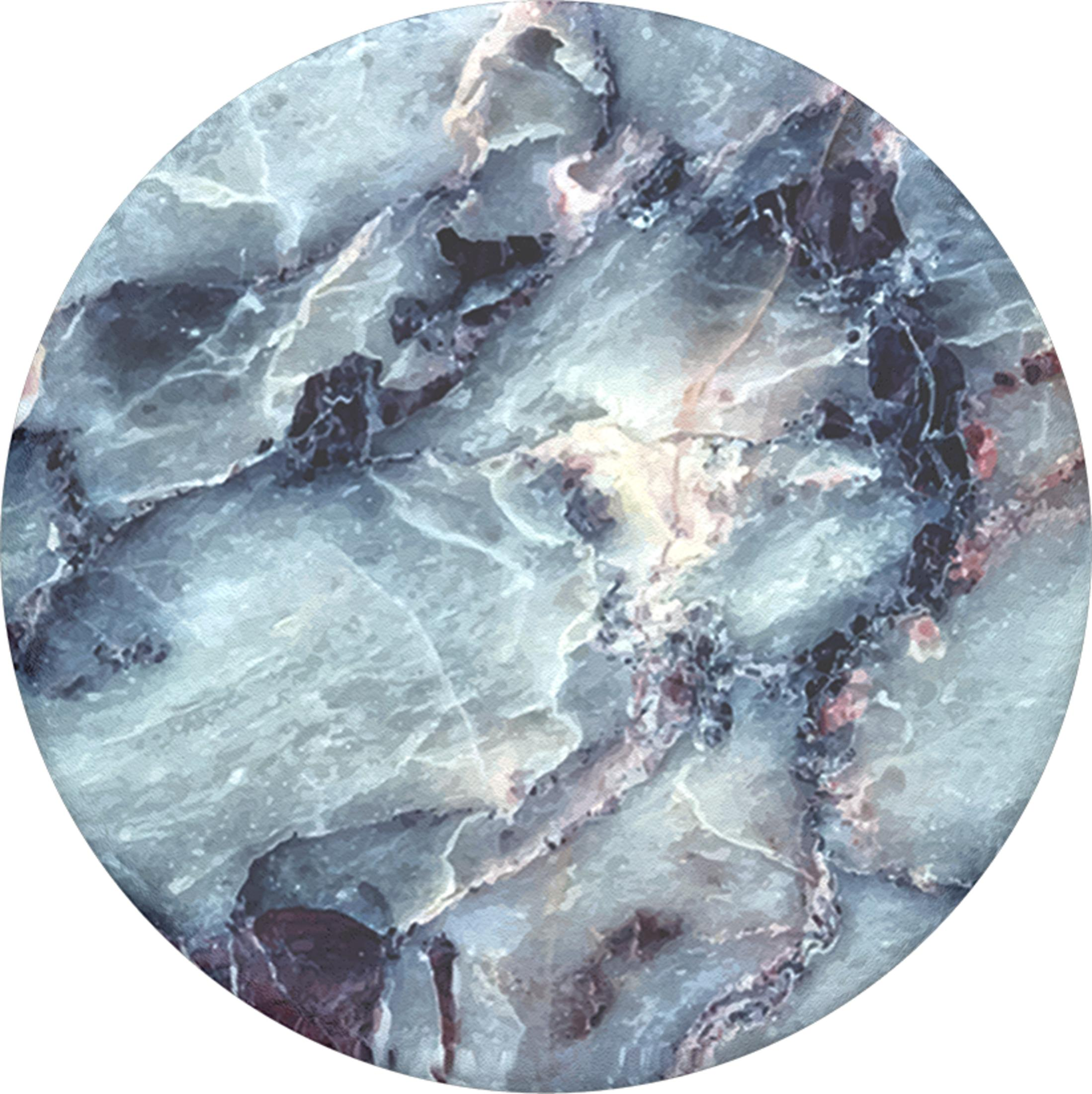 Muster aus blauen und violetten Marmoradern in einem Kreis.