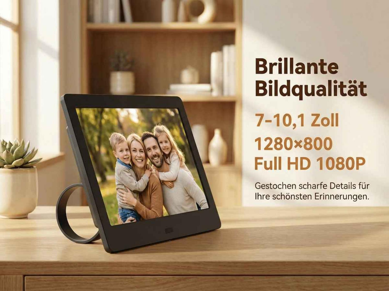 Digitaler Bilderrahmen mit Familie, 7-10,1 Zoll, Full HD 1080P