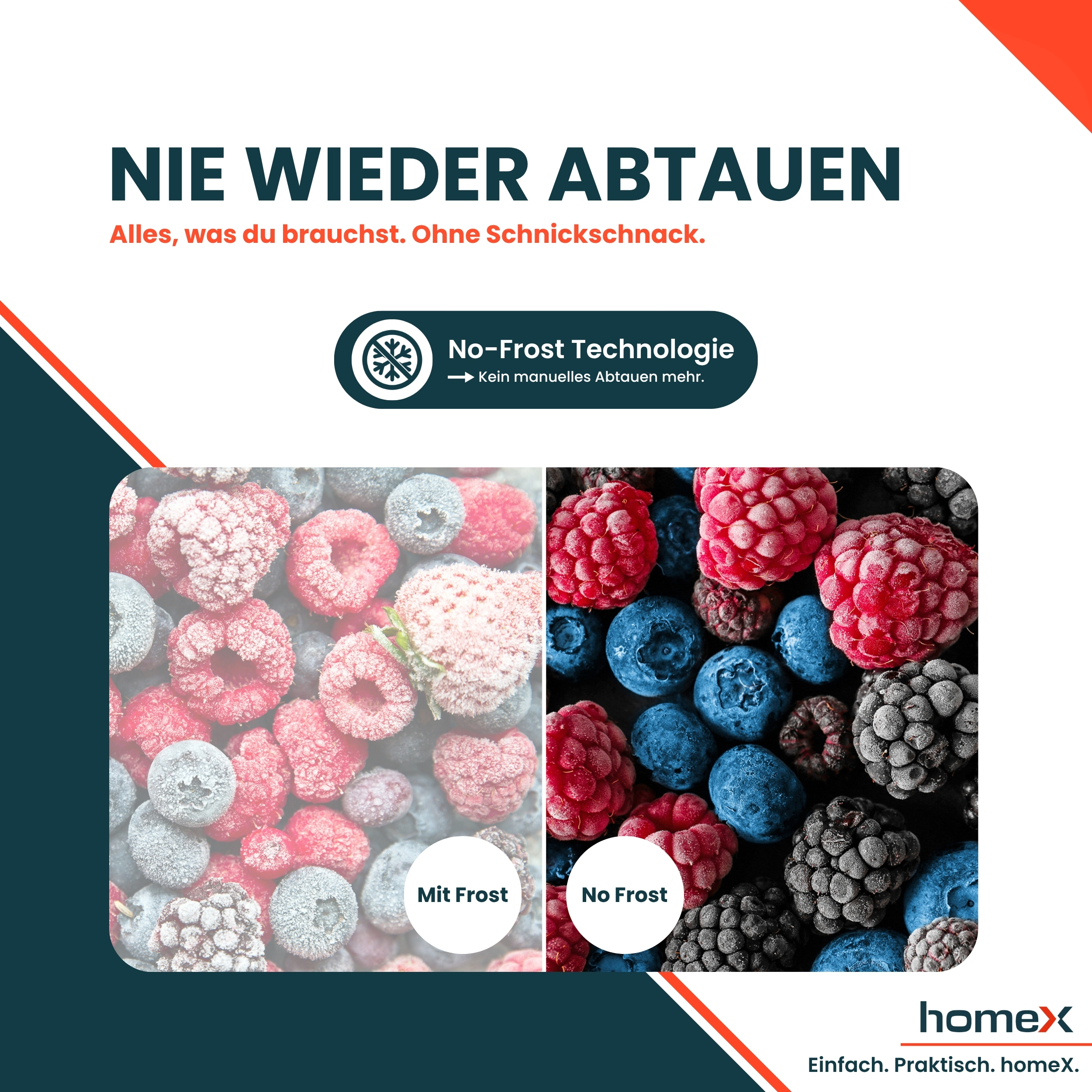 Gefrorene Beeren mit und ohne Reif. "Nie wieder abtauen".