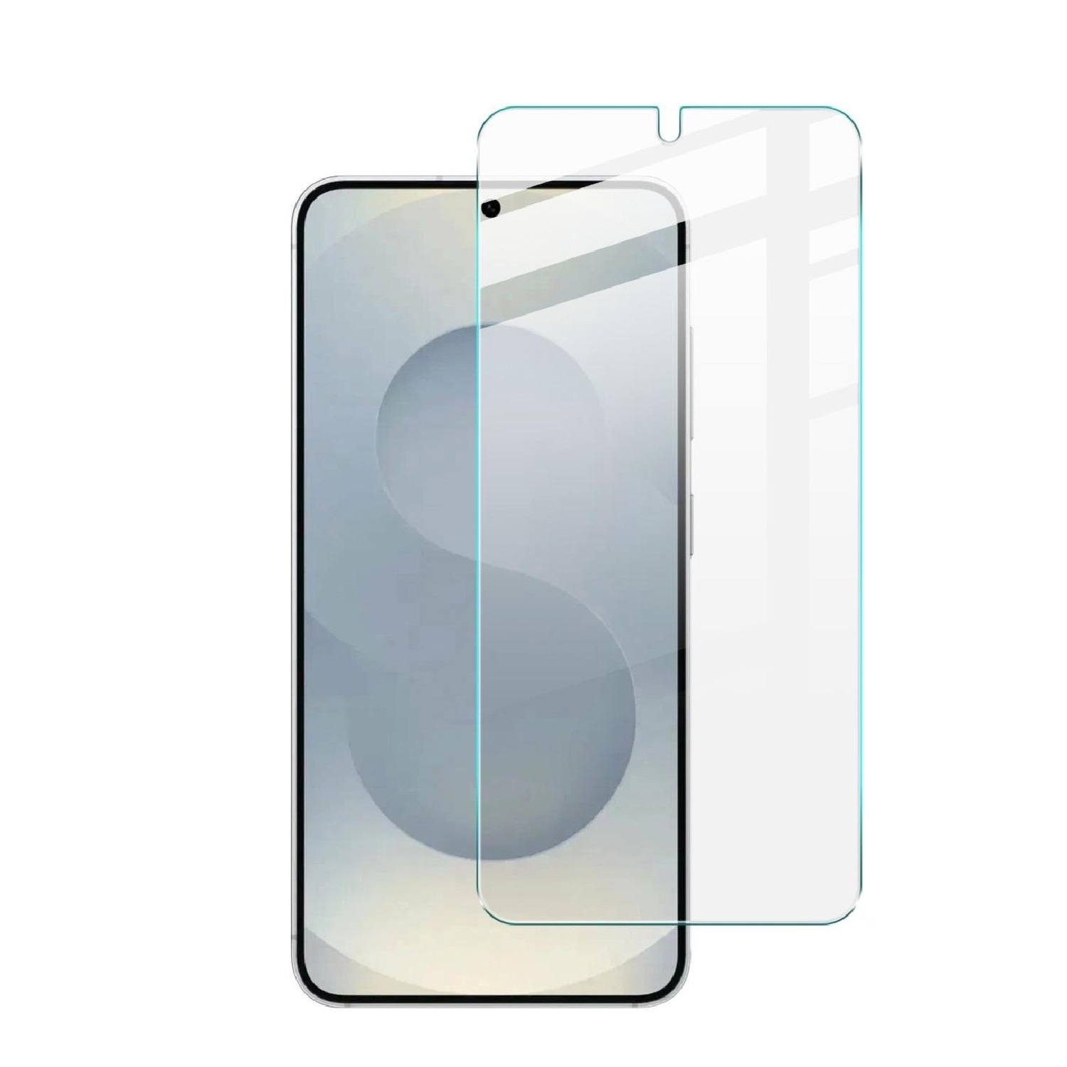 Ein durchsichtiges Displayschutzglas liegt neben einem Smartphone.