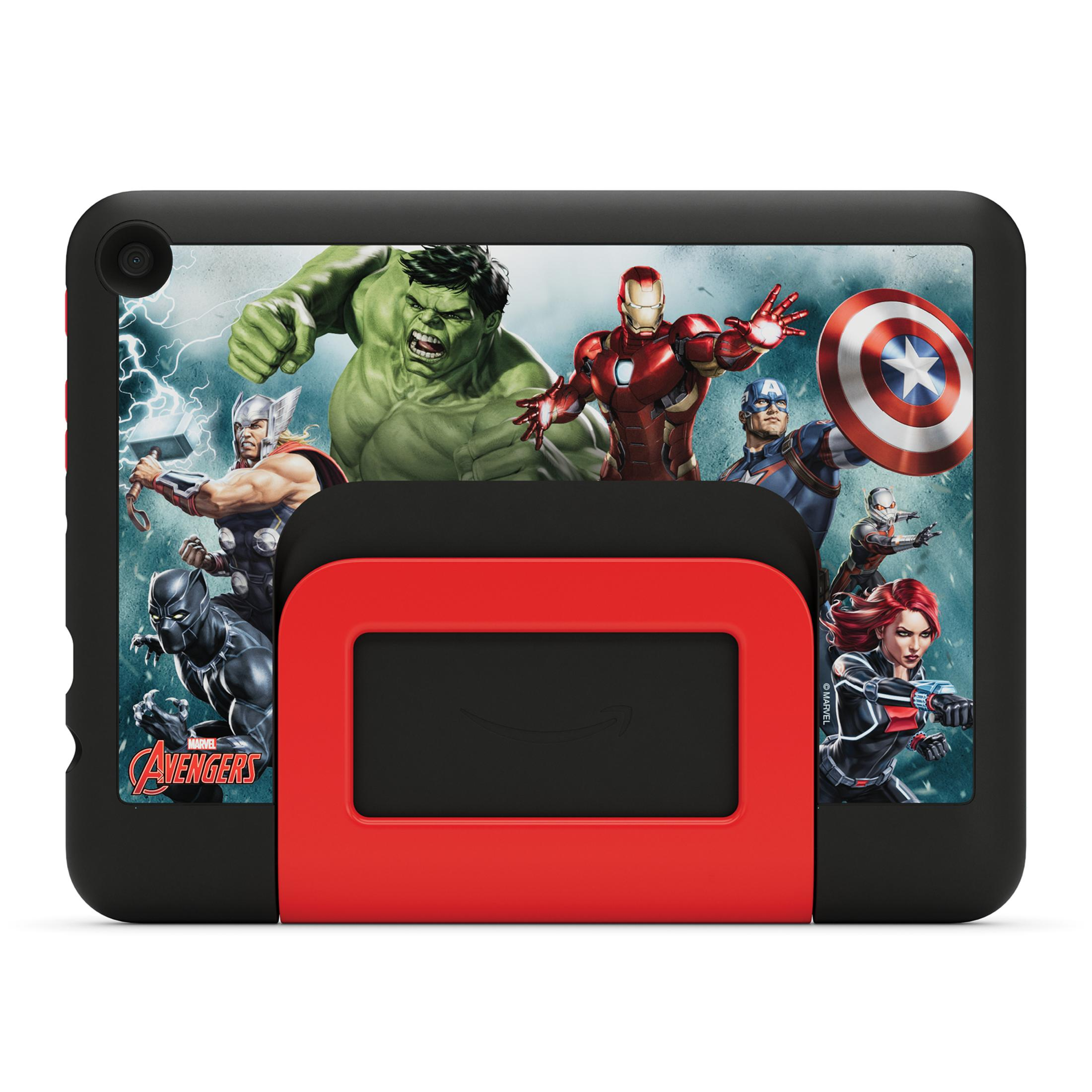 Kindertablet mit Avengers-Motiv: Hulk, Iron Man, Thor, Captain America, Black Panther.