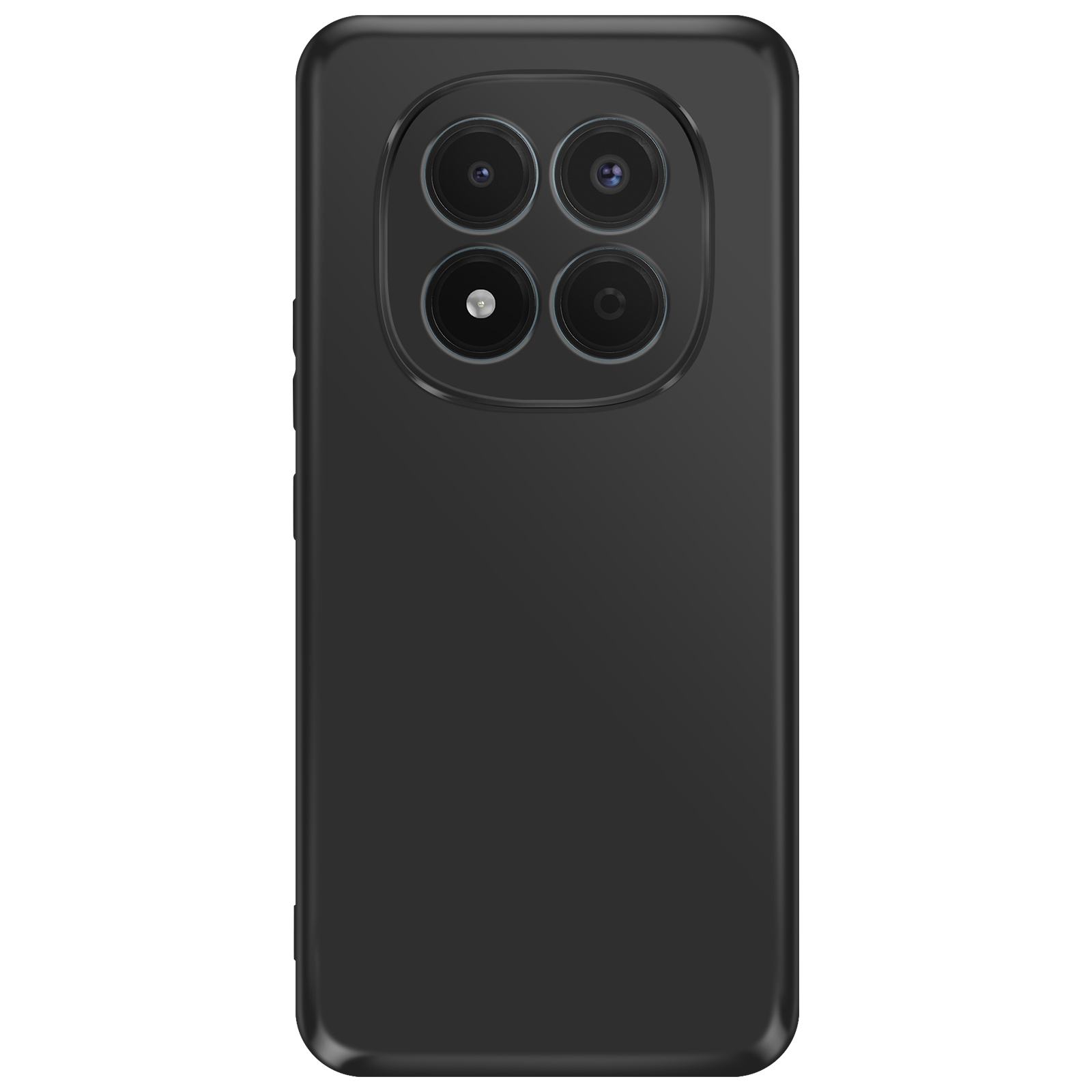 Retro di uno smartphone nero con quattro fotocamere disposte ovalmente.