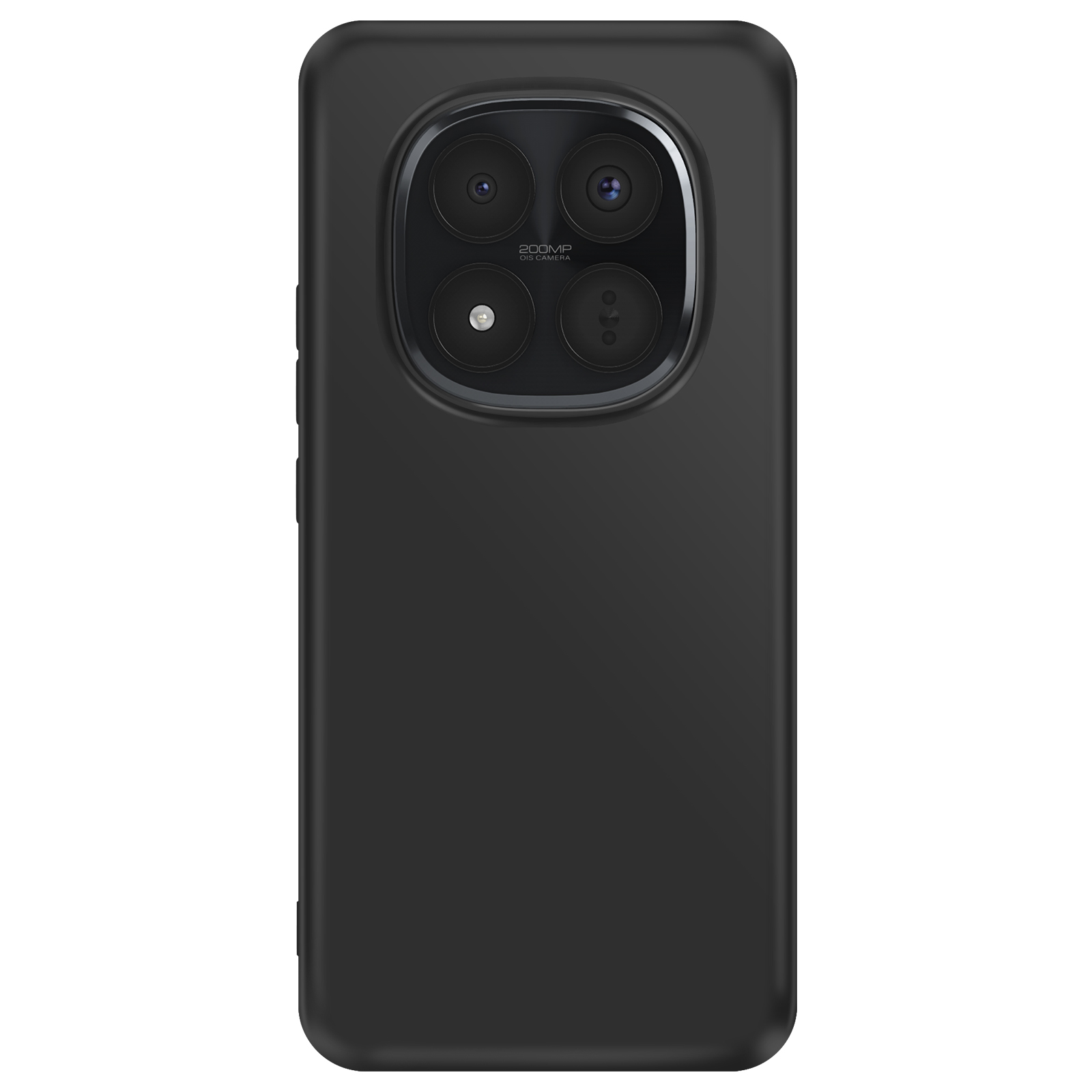 Smartphone noir avec configuration quadruple caméra arrière et caméra OIS 200MP.