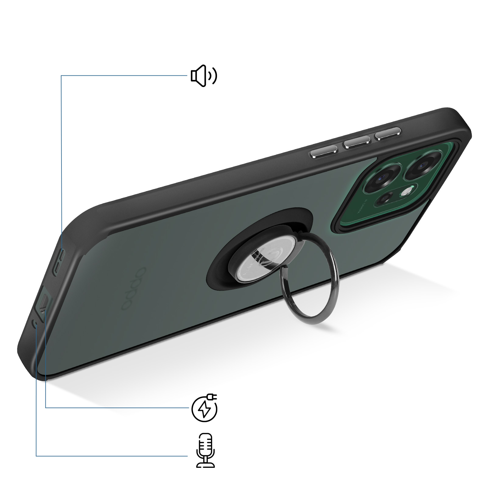 HAOYE Cover Magnetica per OPPO Reno 14 Pro (Reno14 Pro) 5G - Custodia TPU+PC Sottile con Finitura Opaca, Anti-Impronta, Antiurto, Compatibile con MagSafe Accessori - Nero