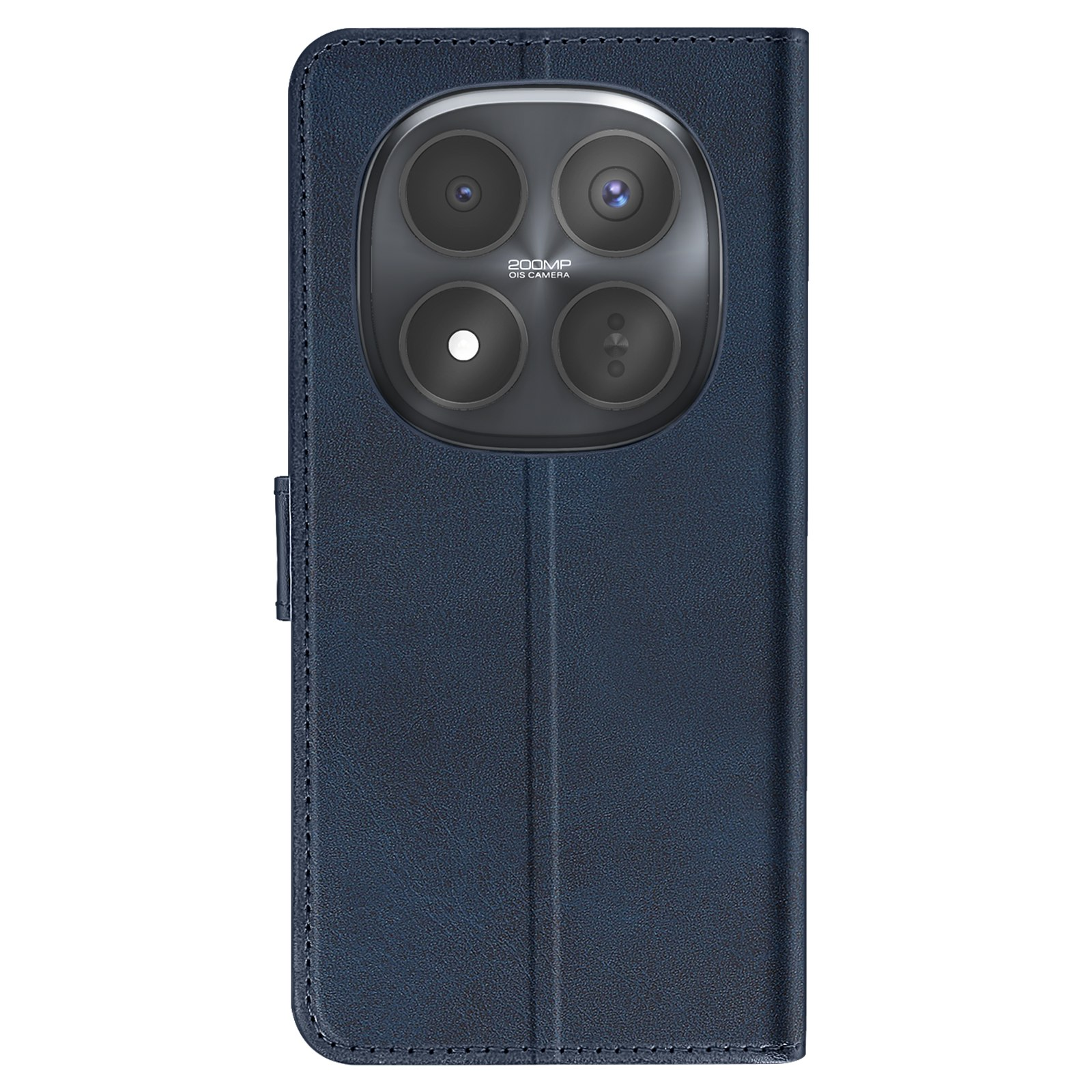 Custodia blu scuro con fotocamera quadrupla e testo 200MP OIS.