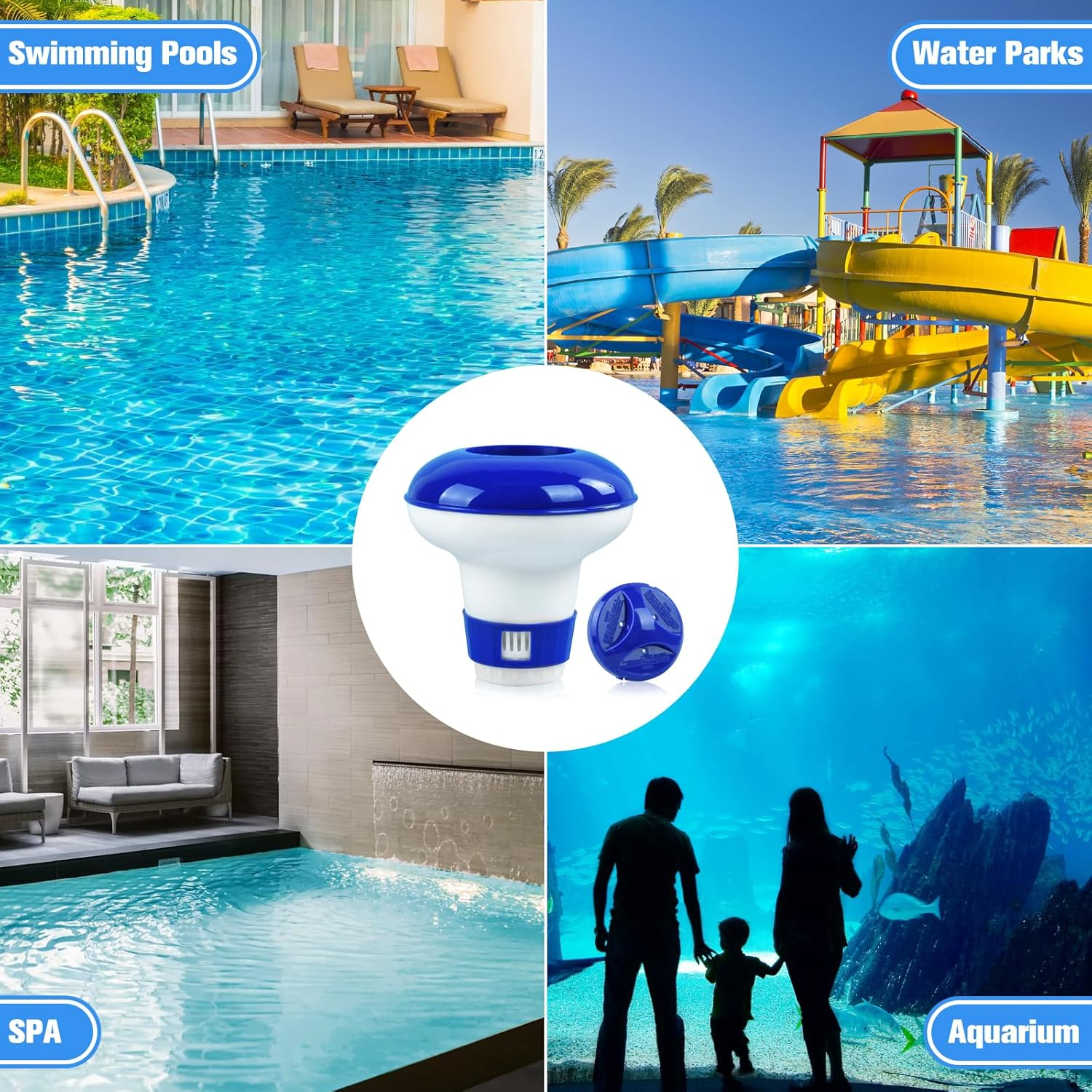 Ein Schwimmbecken, ein Wasserpark, ein Spa und ein Aquarium mit Familienbesuch.