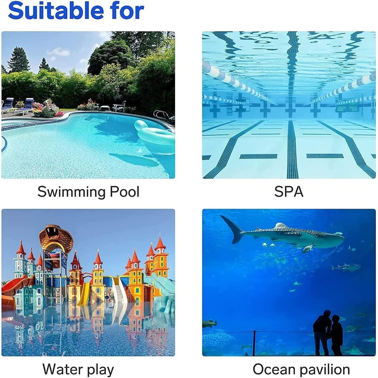 Ein Schwimmbad, ein Pool, ein Wasserpark und ein Ozeanarium mit Walhai.