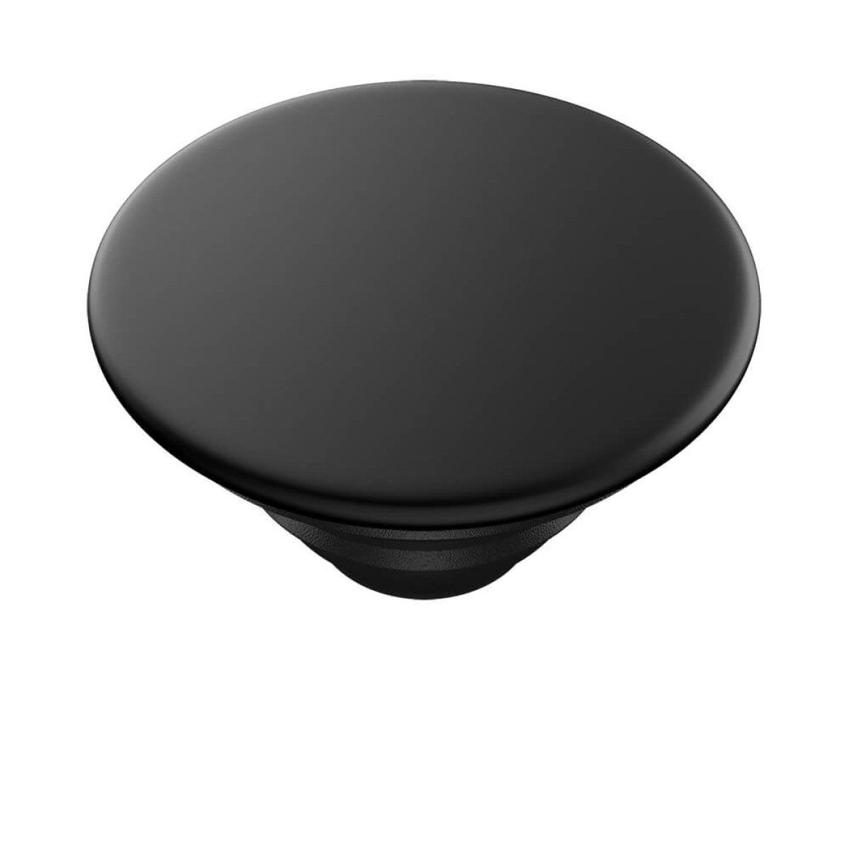 Ein schwarzer, runder Pop-Socket auf weißem Hintergrund.