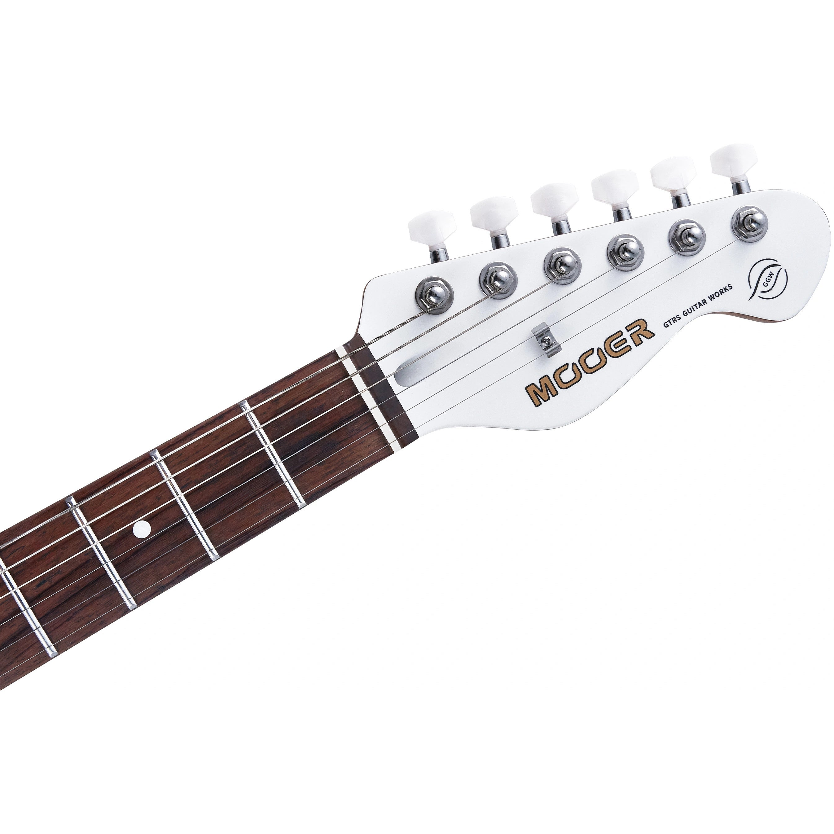 Altı akort burgulu ve telli beyaz gitar sapı.