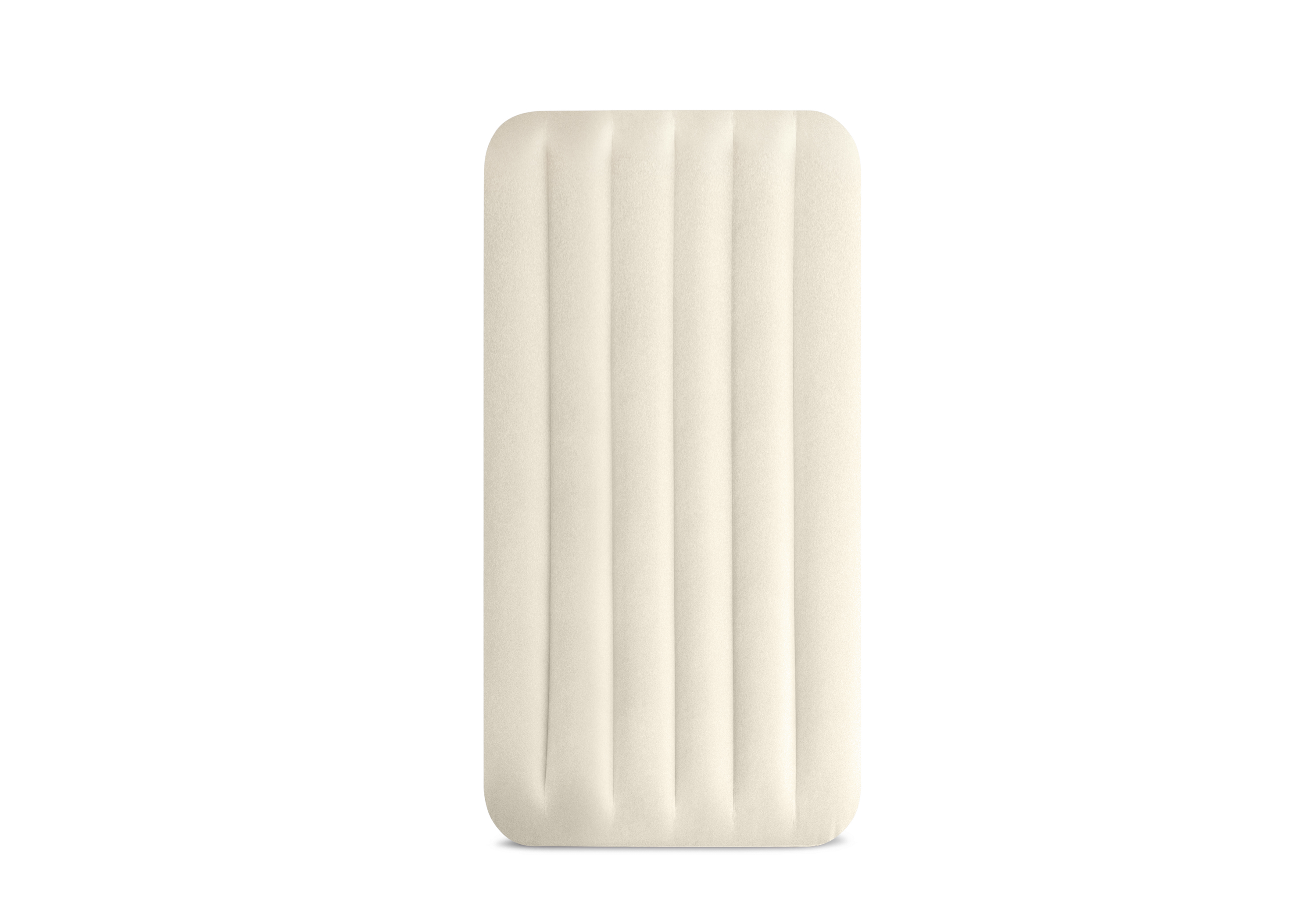 Jasno beżowy materac dmuchany z pionowymi kanalikami.