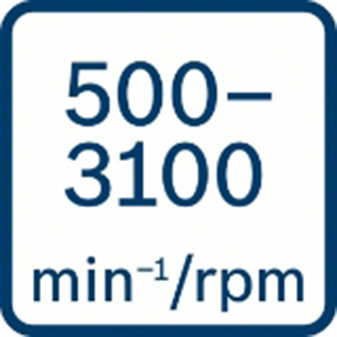 Drehzahlbereich 500-3100 U/min.