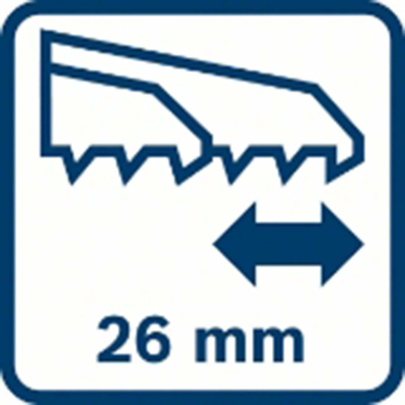 Sägeblatt mit 26 mm Schnittbreite und Pfeilsymbol