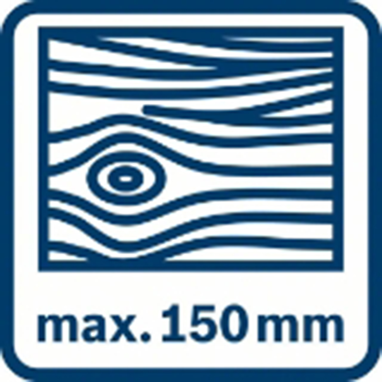 Holzmaserungssymbol mit maximal 150 mm.
