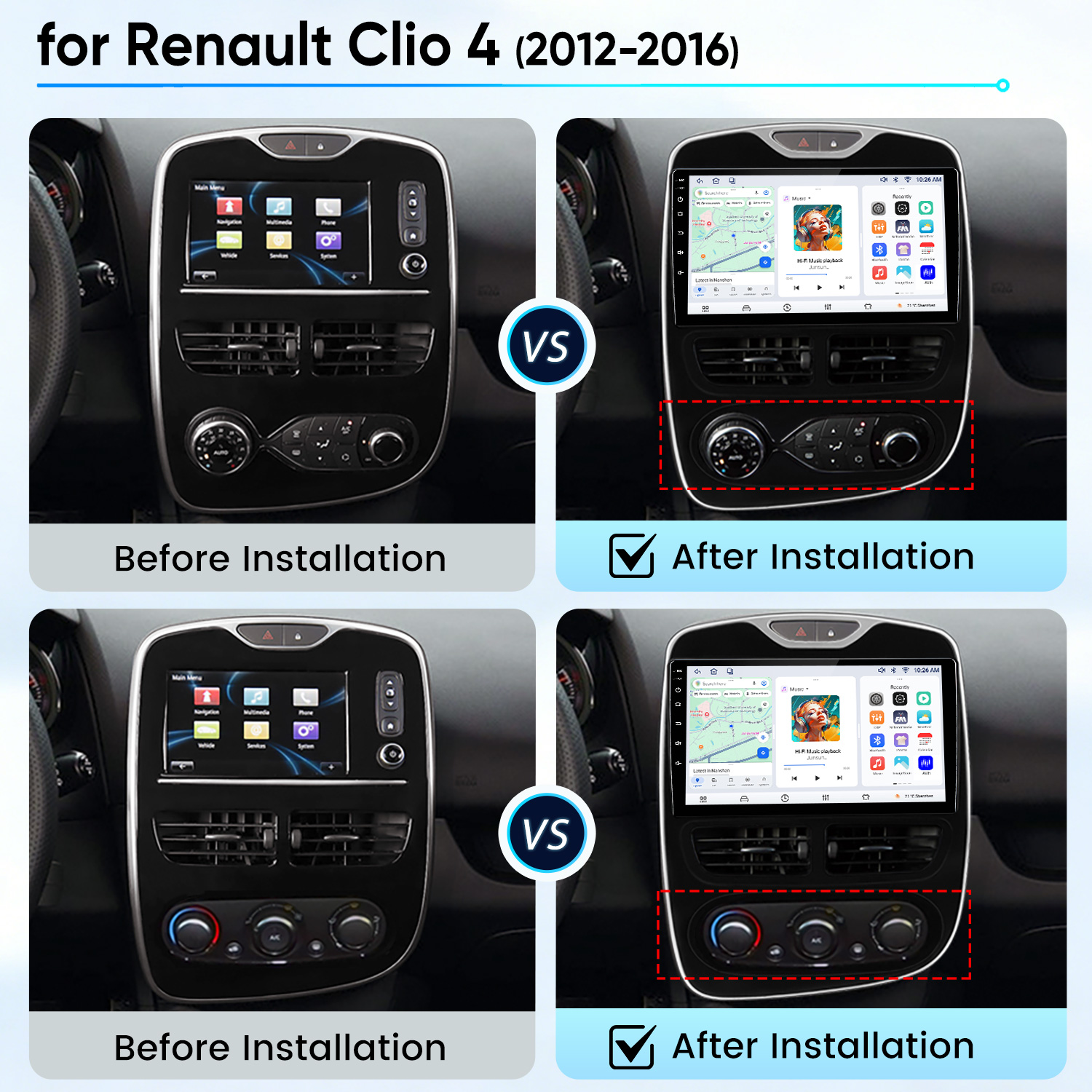Comparación antes y después del sistema de infoentretenimiento Renault Clio 4.