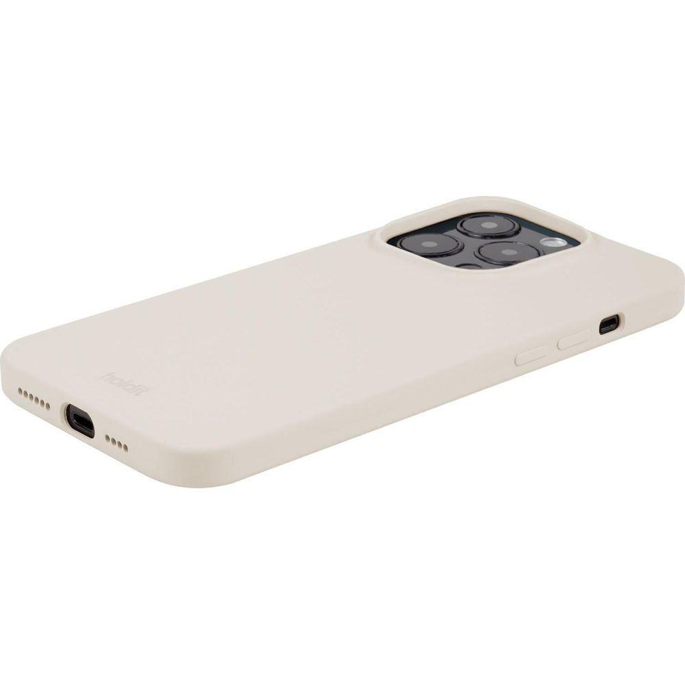 Ein hellbeiger Handyhülle für ein iPhone mit drei Kameras.